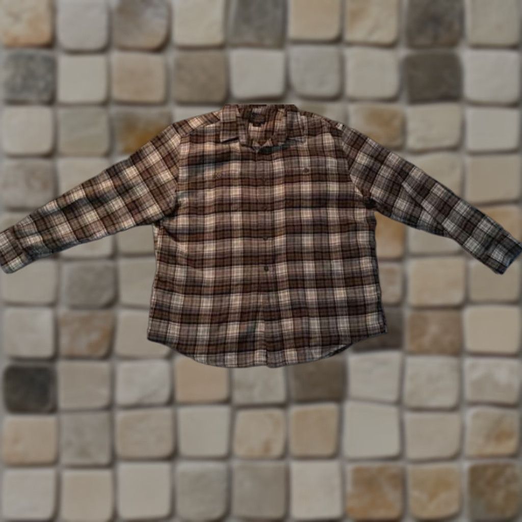 Pendleton VINTAGE Pendleton Shirt Plaid Button-Up XL Brown Flannel Long Sleeve with Elbow Patches Men Size US XL / EU 56 / 4 - 1 Thumbnail