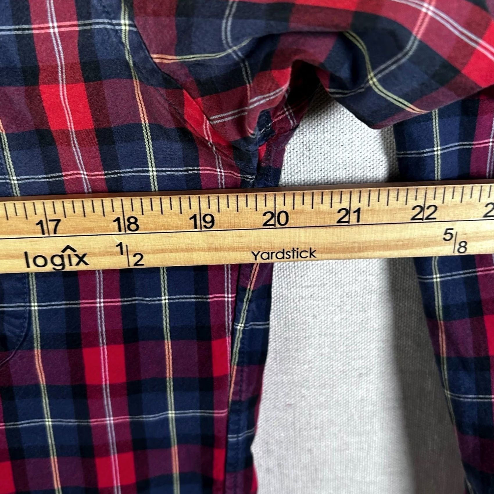 J.Crew VINTAGE J.CREW Mens Slim Plaid Button-Down Shirt Red Navy Blue Cotton M Size US M / EU 48-50 / 2 - 4 Thumbnail
