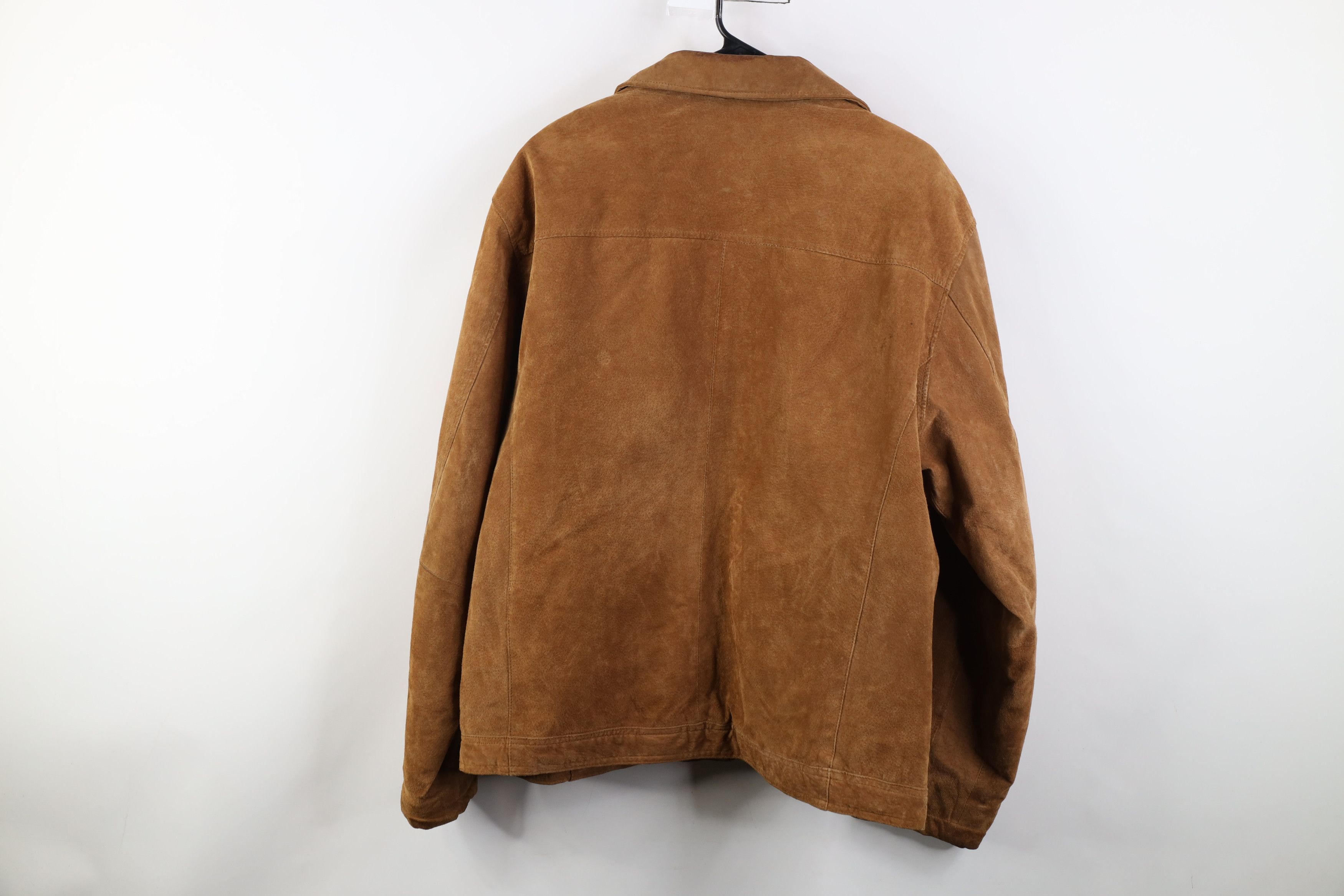 Vintage Vintage 90s Streetwear Lined Suede Leather Full Zip Jacket Size US L / EU 52-54 / 3 - 15 Thumbnail