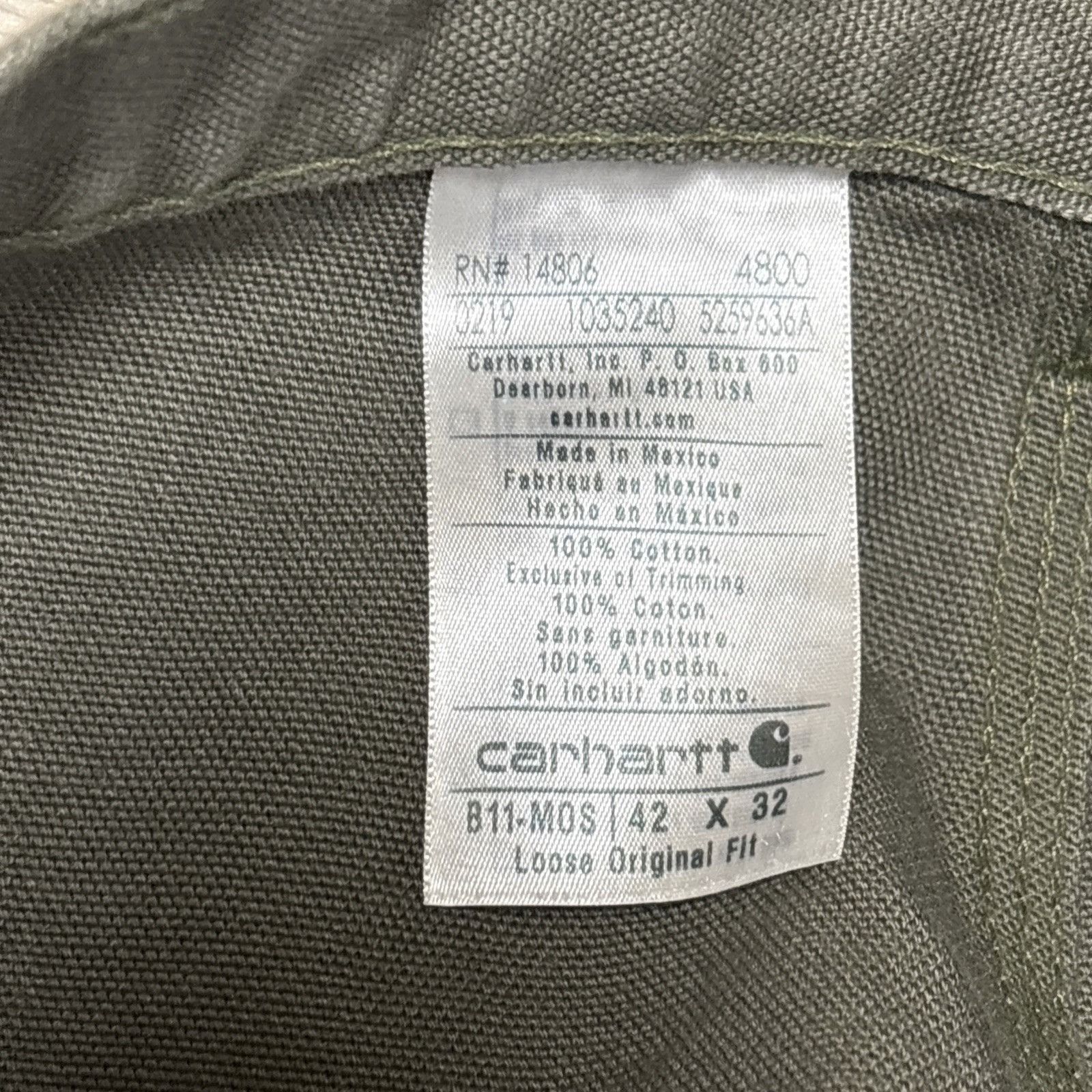Carhartt Carhartt Loose Original Fit Pants Mens 42 x 32 MOS B11 Canva Size US 42 / EU 58 - 9 Thumbnail