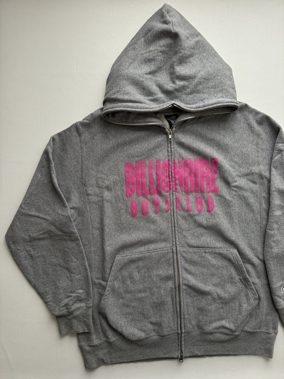 image of Billionaire Boys Club Season 3 Straight Logo Zip Hoodie in Grey, Men's (Size XL)