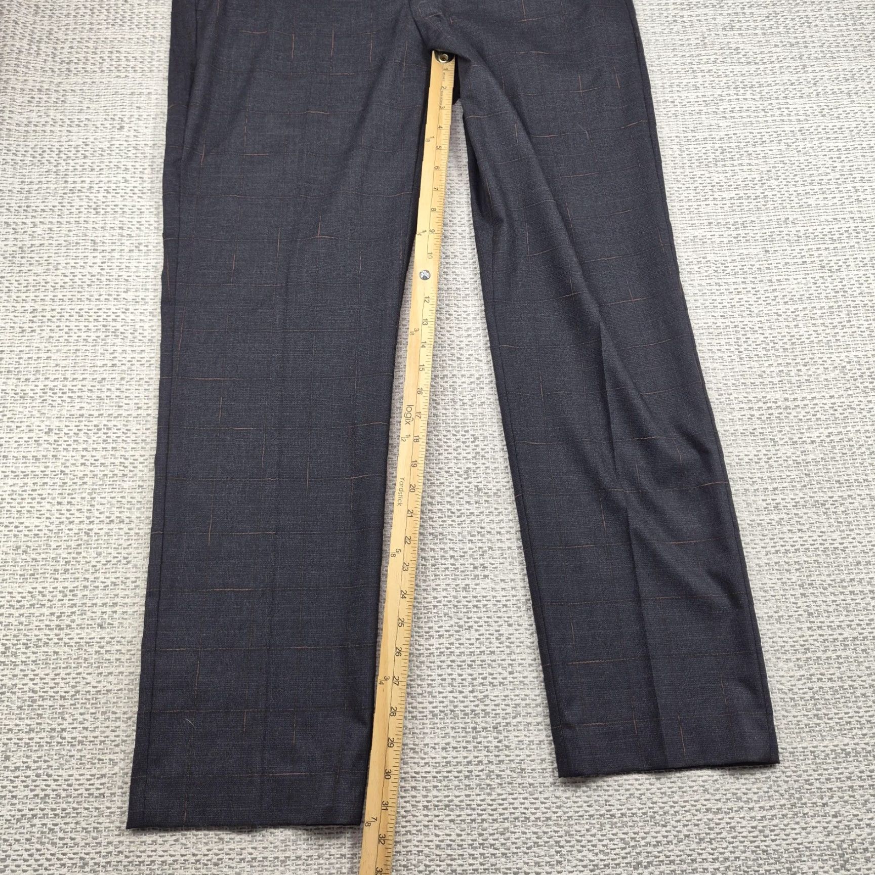 Murano Murano Alex Fit Dress Pants Mens 38x32 Gray Plaid Flat Straight Leg Business Size US 38 / EU 54 - 4 Thumbnail