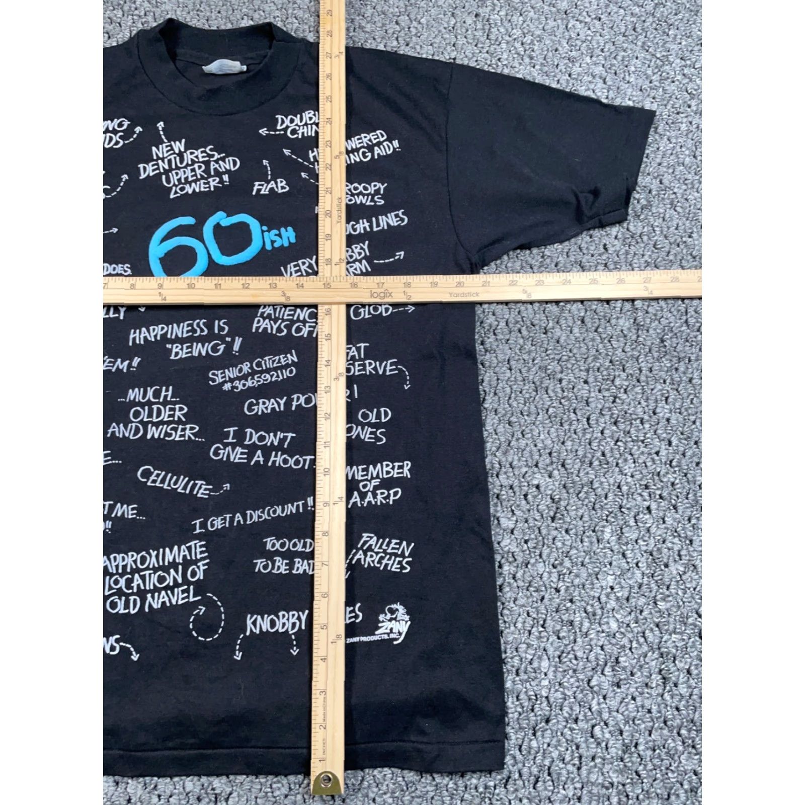 Hanes VINTAGE Hanes T-Shirt Shirt Adult Large Black 90s Funny Retro Puff Print 60ish Old Age Ailments Single Stitch 50/50 Cotton-Polyester Size US L / EU 52-54 / 3 - 5 Thumbnail