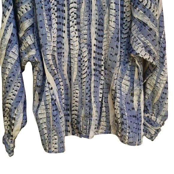 Vintage Vtg Rare Blouse Sz 12 Blue Renaissance Python Mock Neck Bish Size XL / US 12-14 / IT 48-50 - 4 Thumbnail