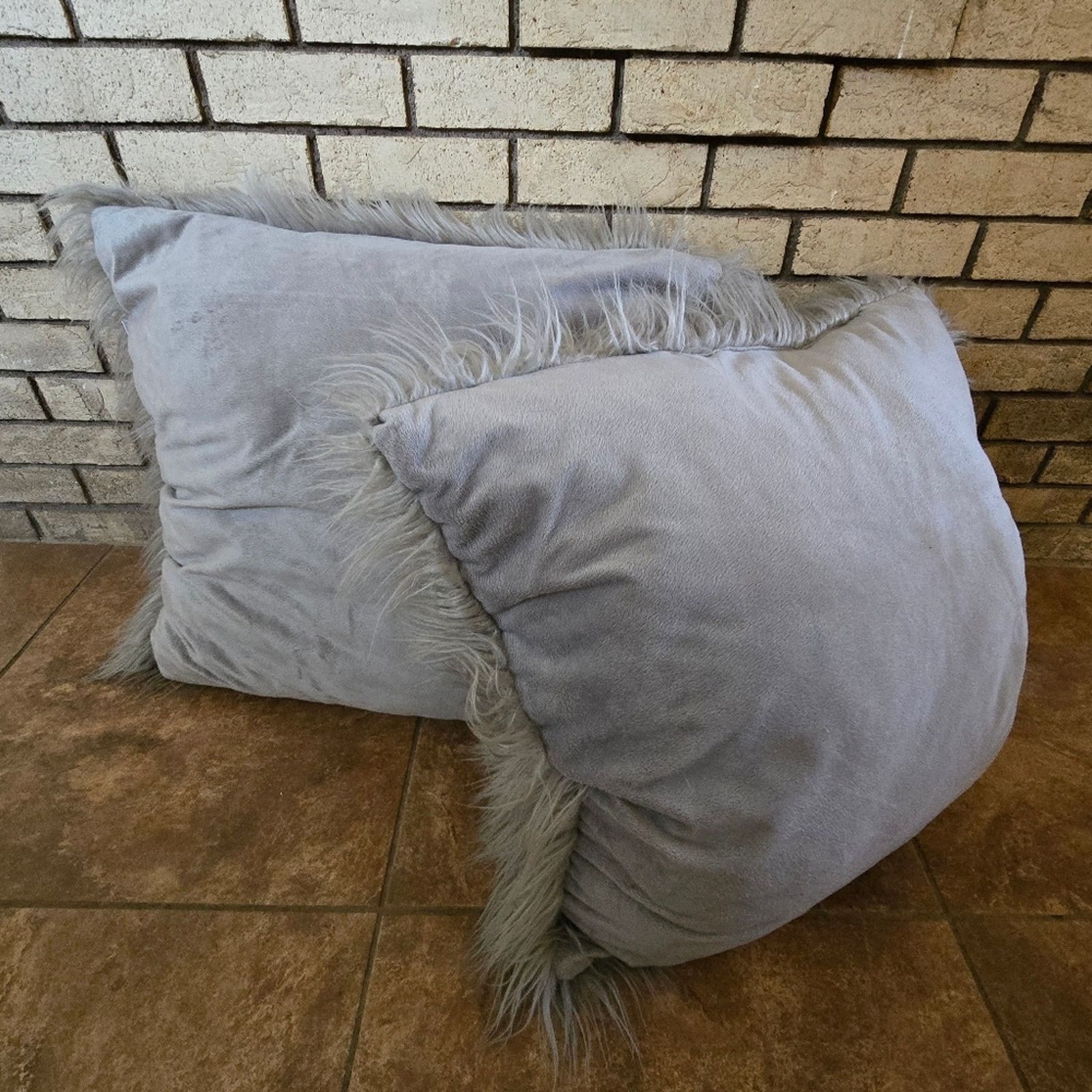 Other Grey | STYLE CO-OP | Mongolian Fur Detailed Pillow Size ONE SIZE - 3 Thumbnail