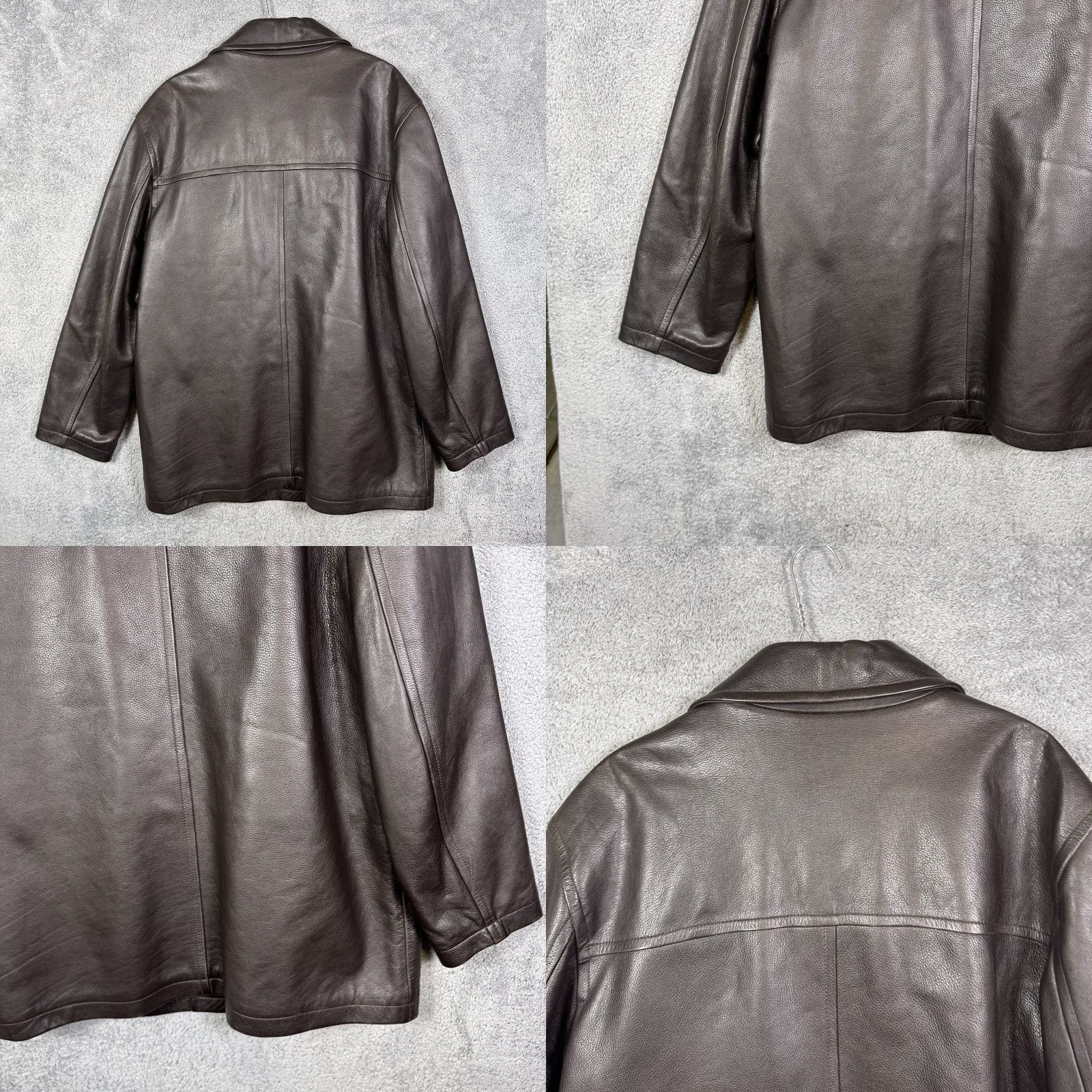 J.Crew VINTAGE J. Crew Leather Jacket Overcoat Mens L Chore Barn Coat Wool Lined Dark Brown Size US L / EU 52-54 / 3 - 9 Thumbnail