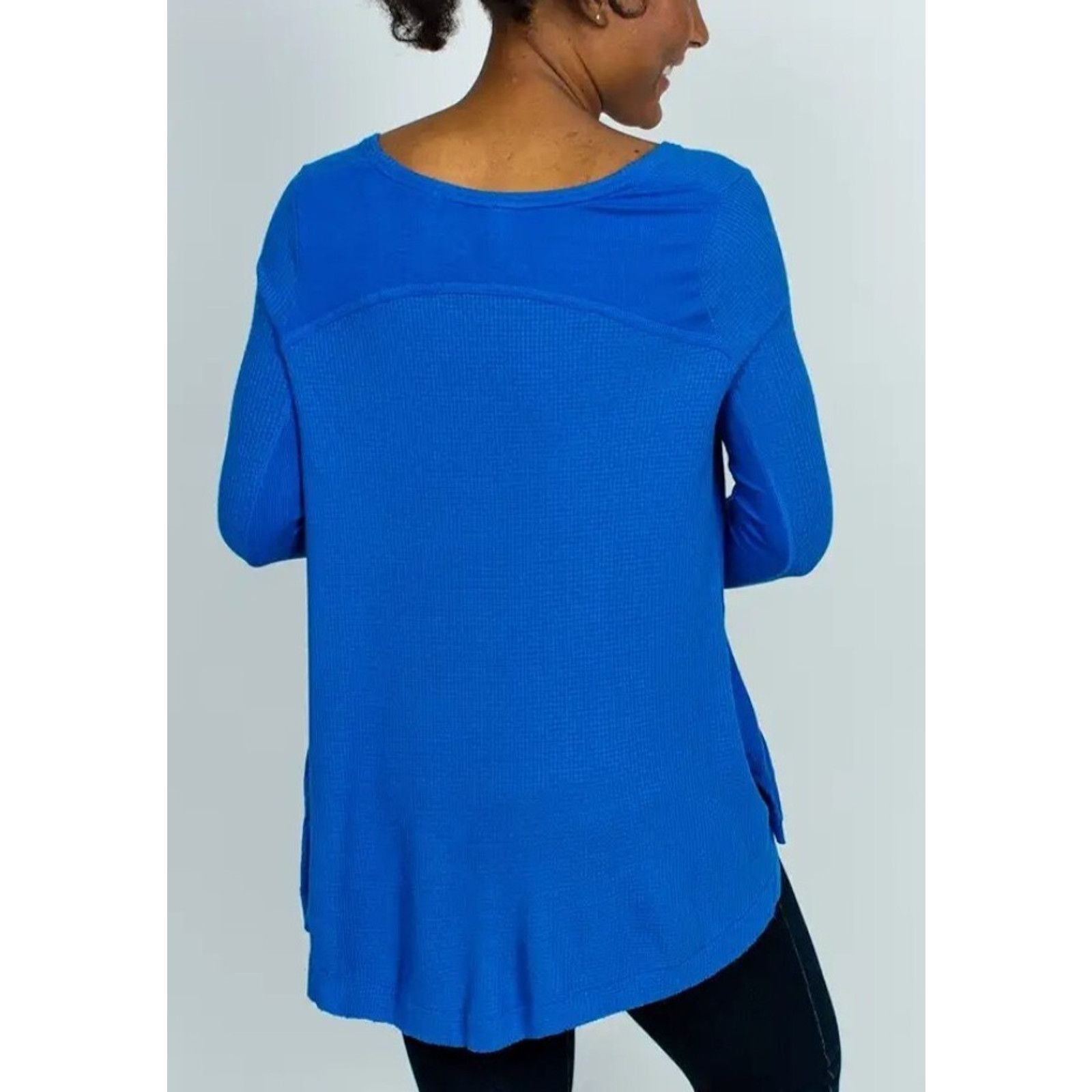 Free People Free People Women's Textured Knit Top Blue Size M A003310 Size M / US 6-8 / IT 42-44 - 2 Thumbnail