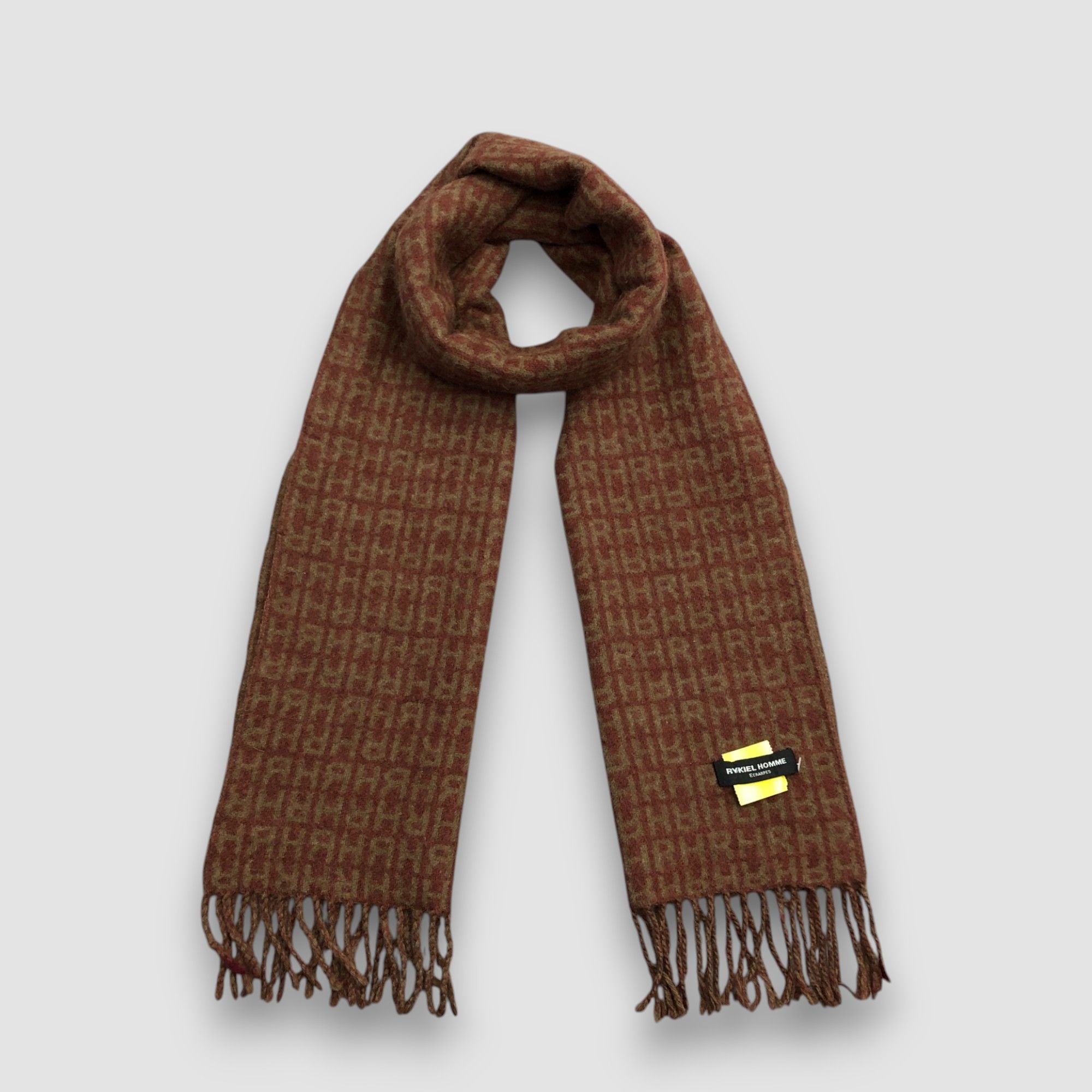 Sonia Rykiel Vintage Rykiel Homme Scarf RR Monogram Muffler Wool Scarves Size ONE SIZE - 1 Thumbnail