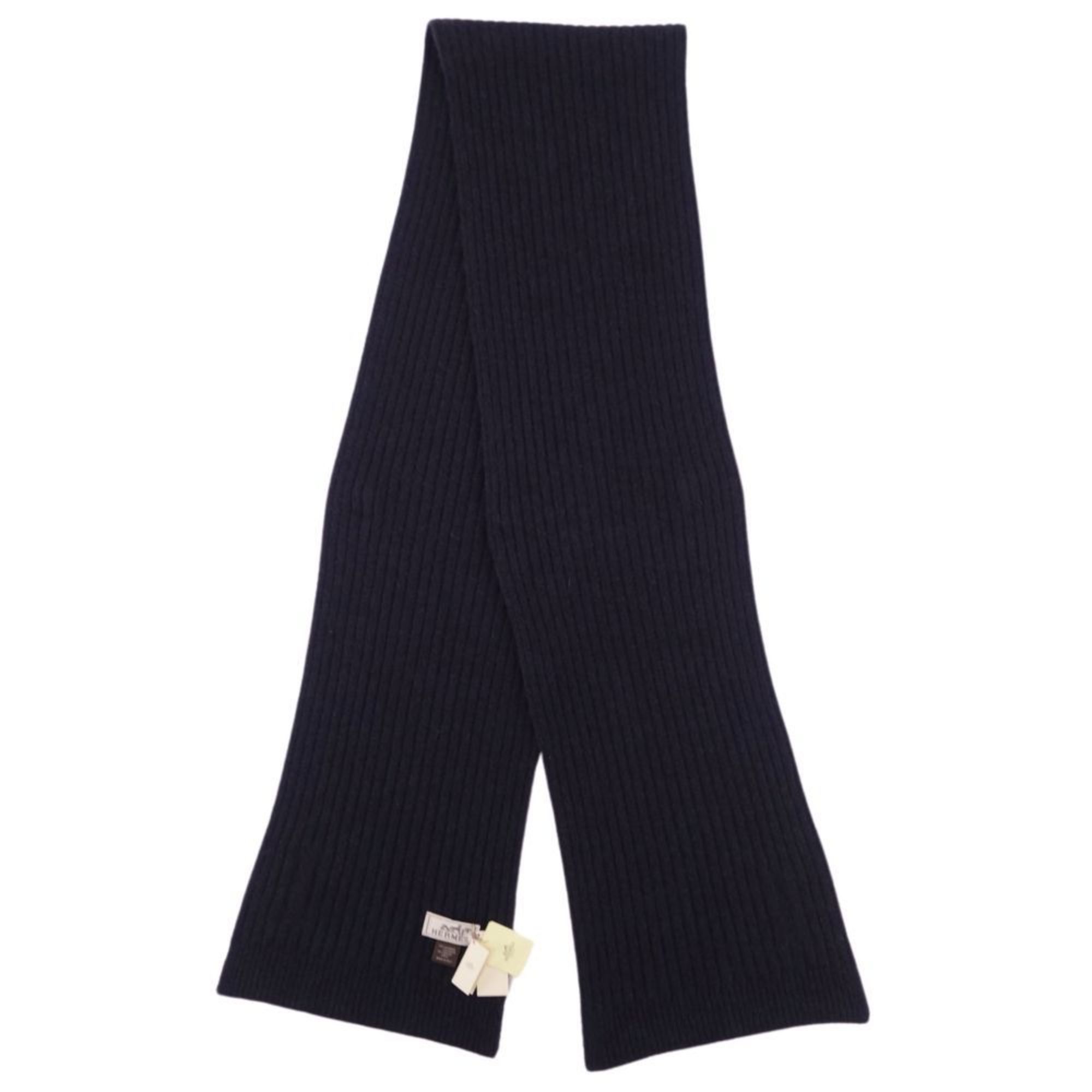 image of Hermes Muffler Stole Cashmere Wool Women's Navy