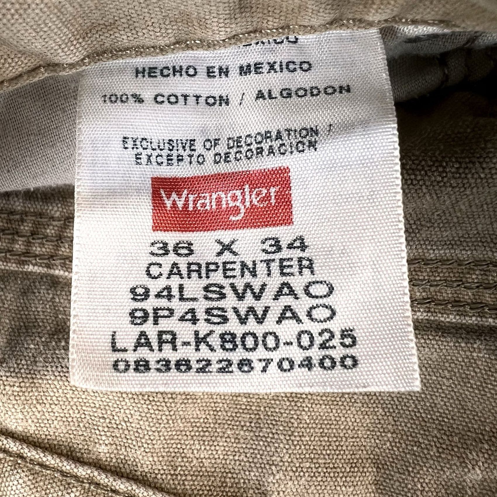 Wrangler VINTAGE? Wrangler Carpenter Pants Mens 36x34 Khaki 94LSWAO Denim Cotton Workwear Pockets Jeans Relaxed Straight Mens 36x32- ReadCURRENT Size US 36 / EU 52 - 6 Thumbnail