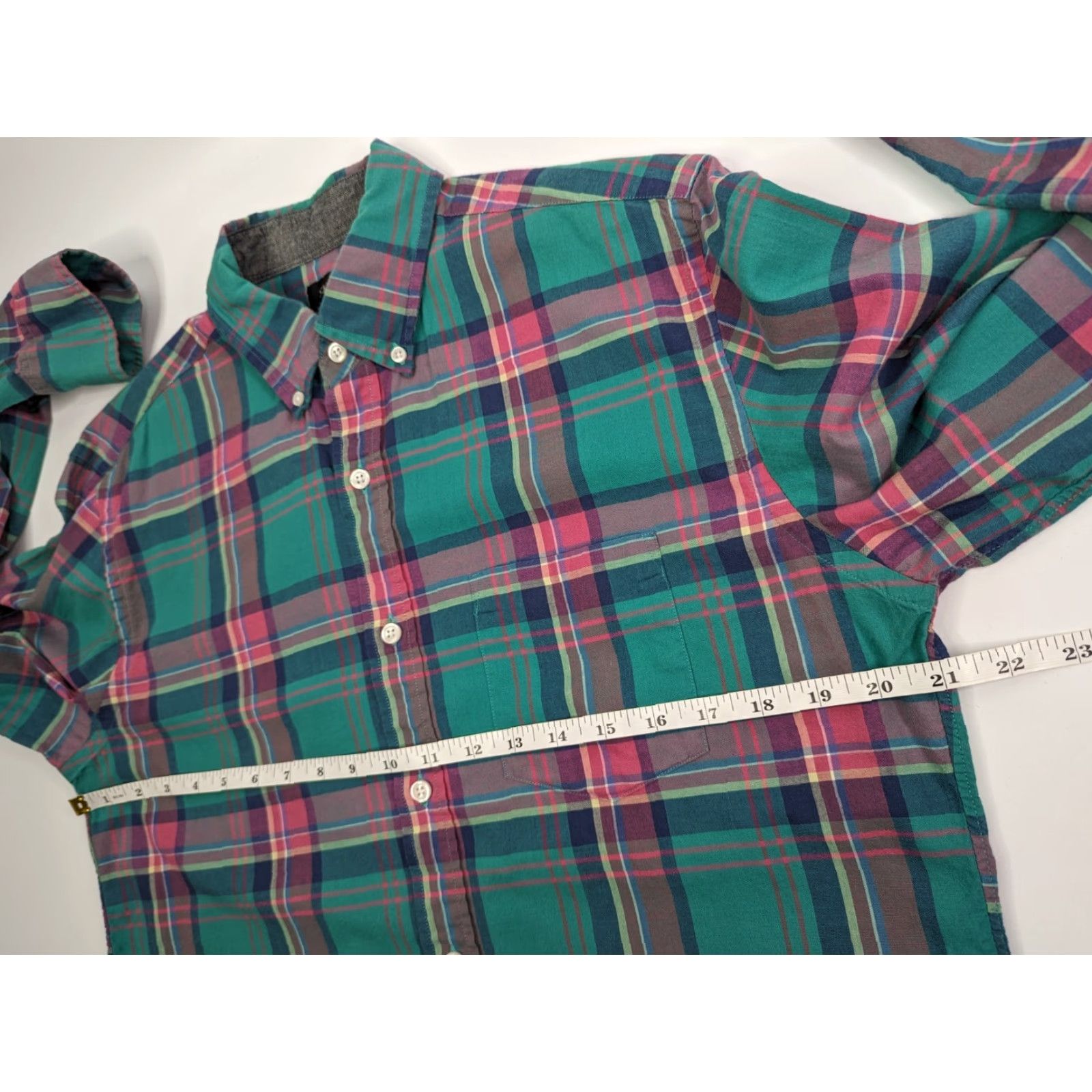 J.Crew VINTAGE J.CREW Shirt Men’s Long Sleeve Plaid Button-Down Teal Pink 90s Size US M / EU 48-50 / 2 - 5 Thumbnail