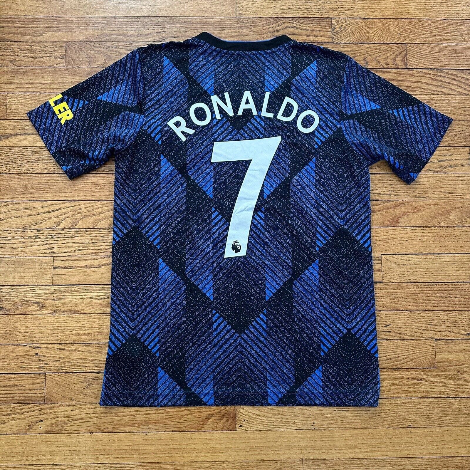 image of Adidas Manchester United Cristiano Ronaldo Soccer Jersey in Blue, Men's (Size Small)