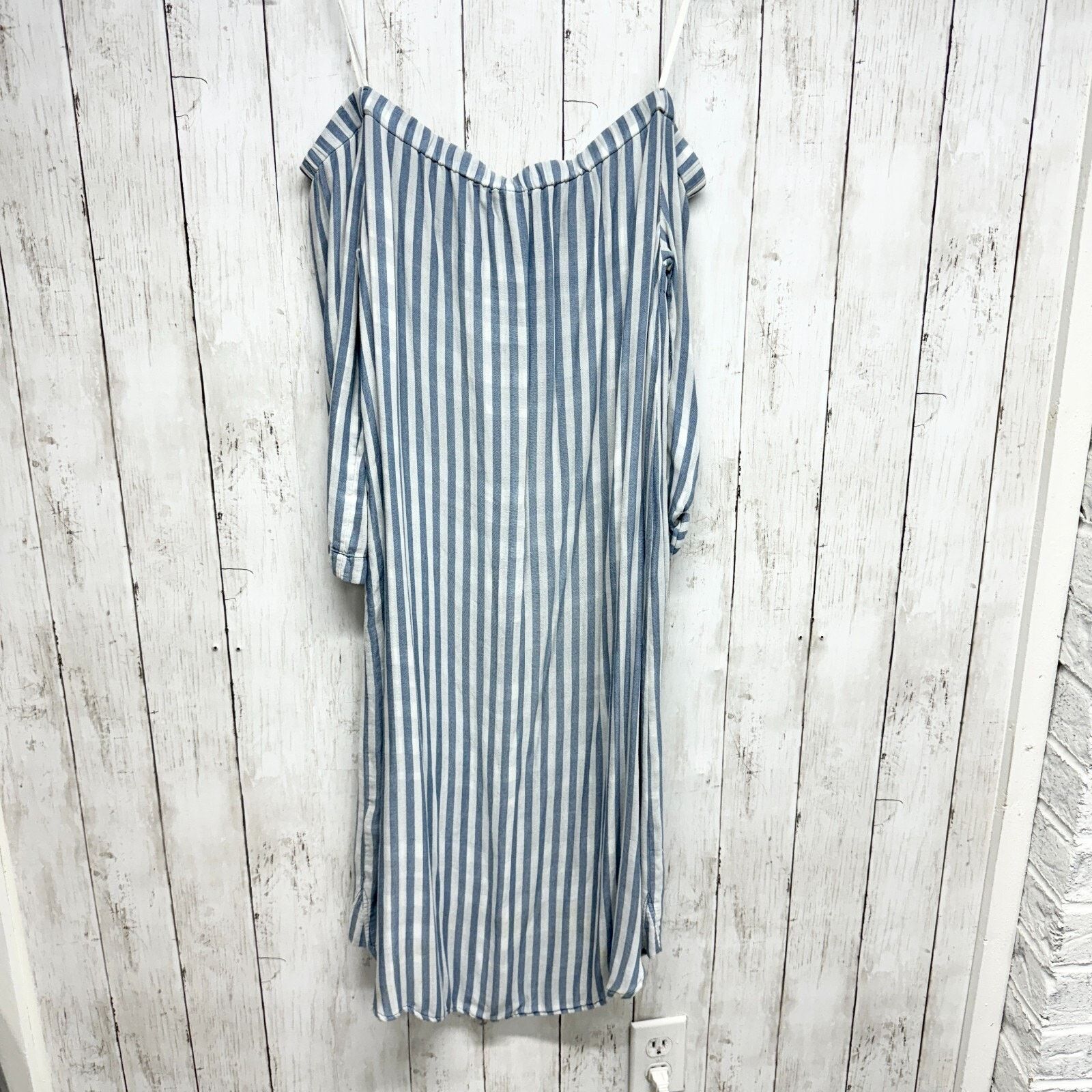 Other Cloth & Stone Dress Size Small Blue Striped Button Down Maxi Size S / US 4 / IT 40 - 6 Thumbnail