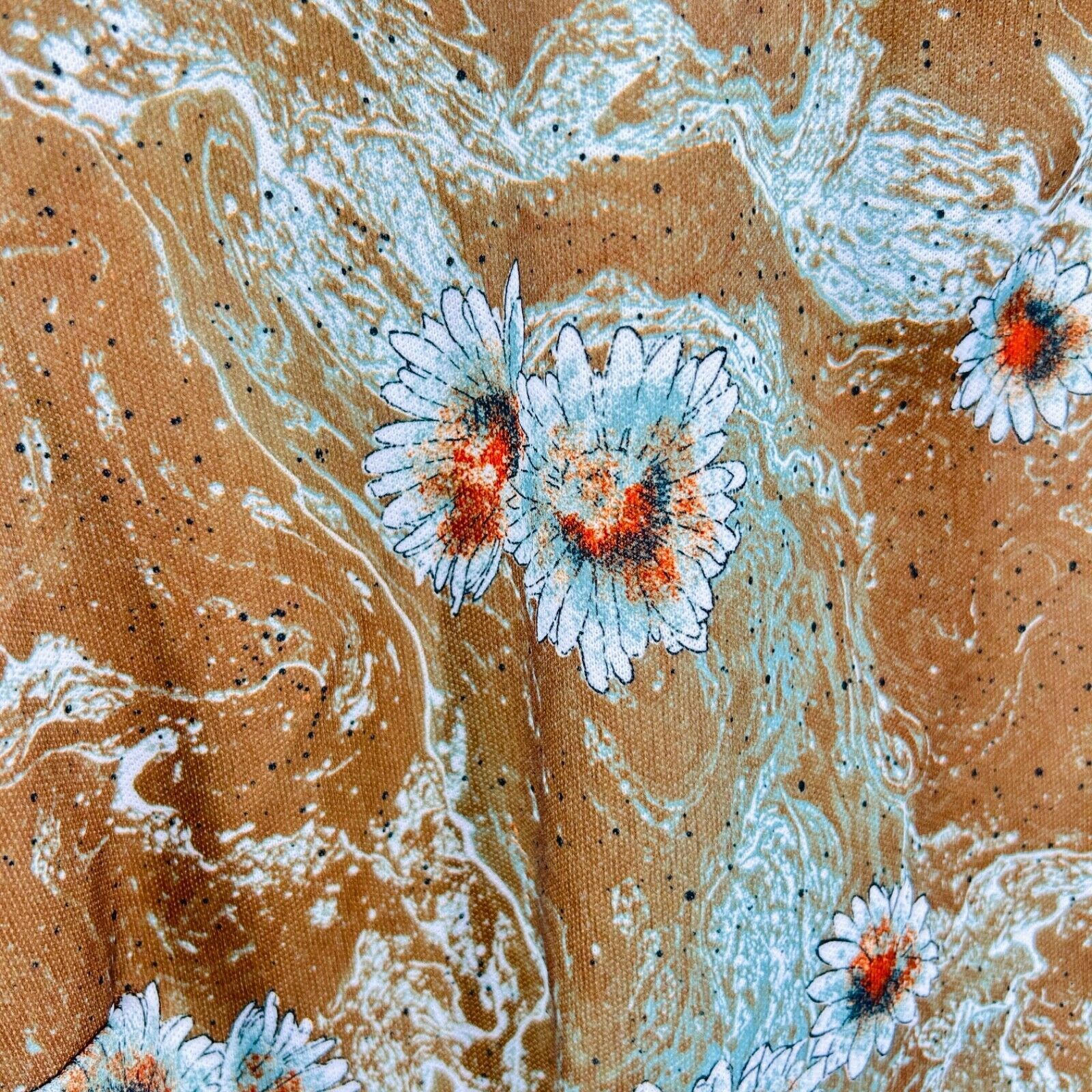 Handmade Handmade 60s High Neck Sleeveless Brown Floral Daisy Top Size L / US 10 / IT 46 - 3 Thumbnail