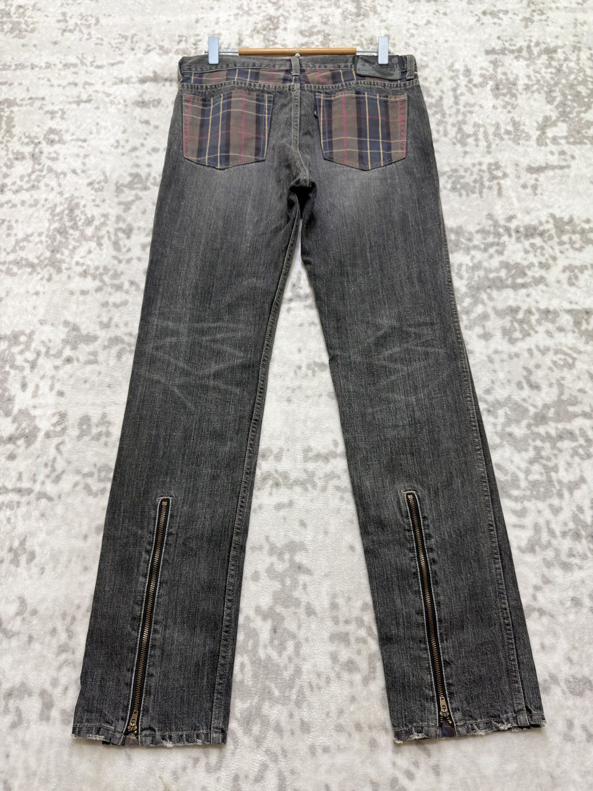 Japanese Brand Vintage WWL EVERYDAY Tartan Checked Zipper Ankle Denim Pant Size US 31 - 2 Thumbnail
