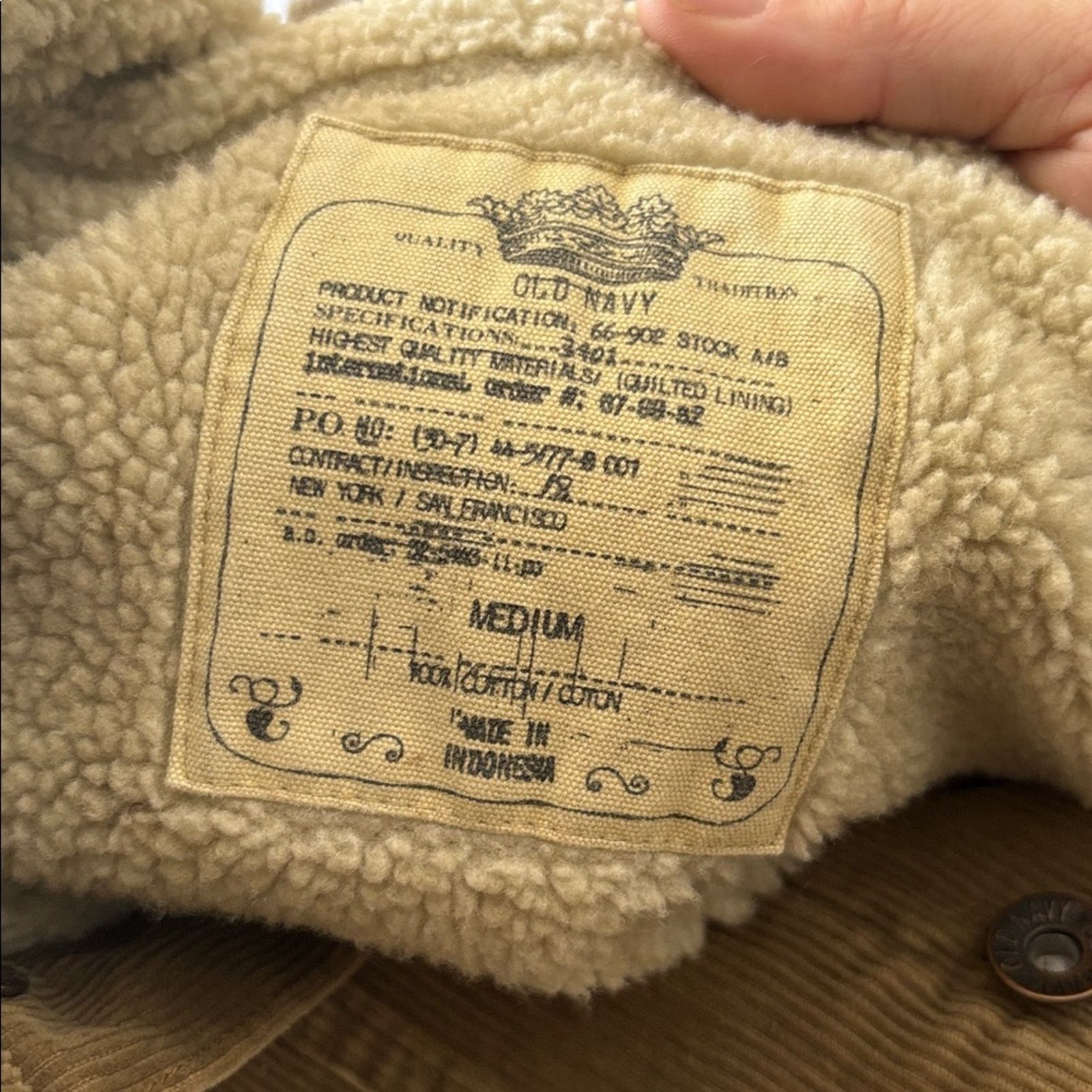 Old Navy Y2K Old Navy Trucker Corduroy Jacket w/ Cream Sherpa Collar Size M / US 6-8 / IT 42-44 - 5 Thumbnail