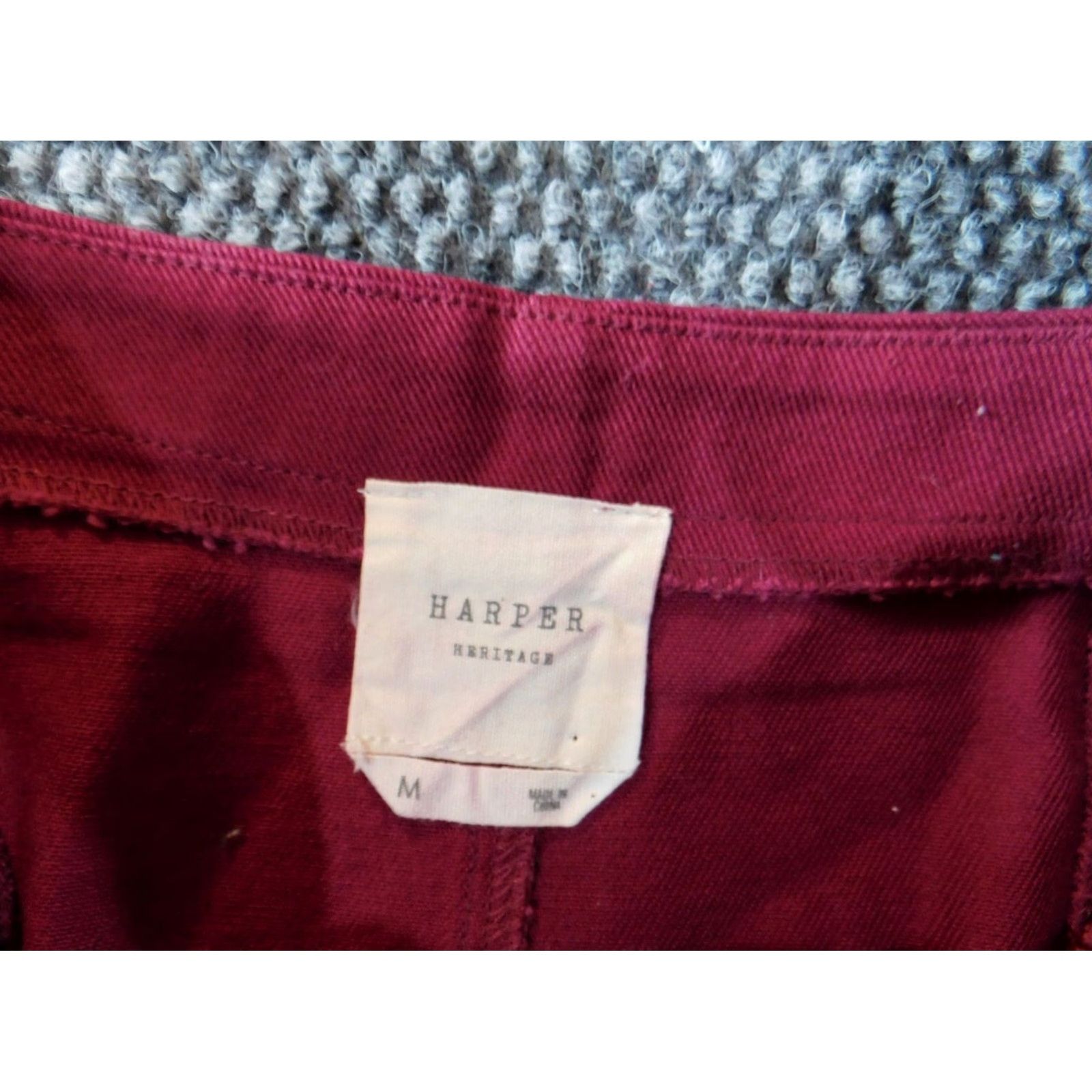 Vintage Harper Skirt A-Line Women Medium Red Knee Length Snap Casual Denim Cotton Modern Designer Size 32" / US 10 / IT 46 - 4 Thumbnail