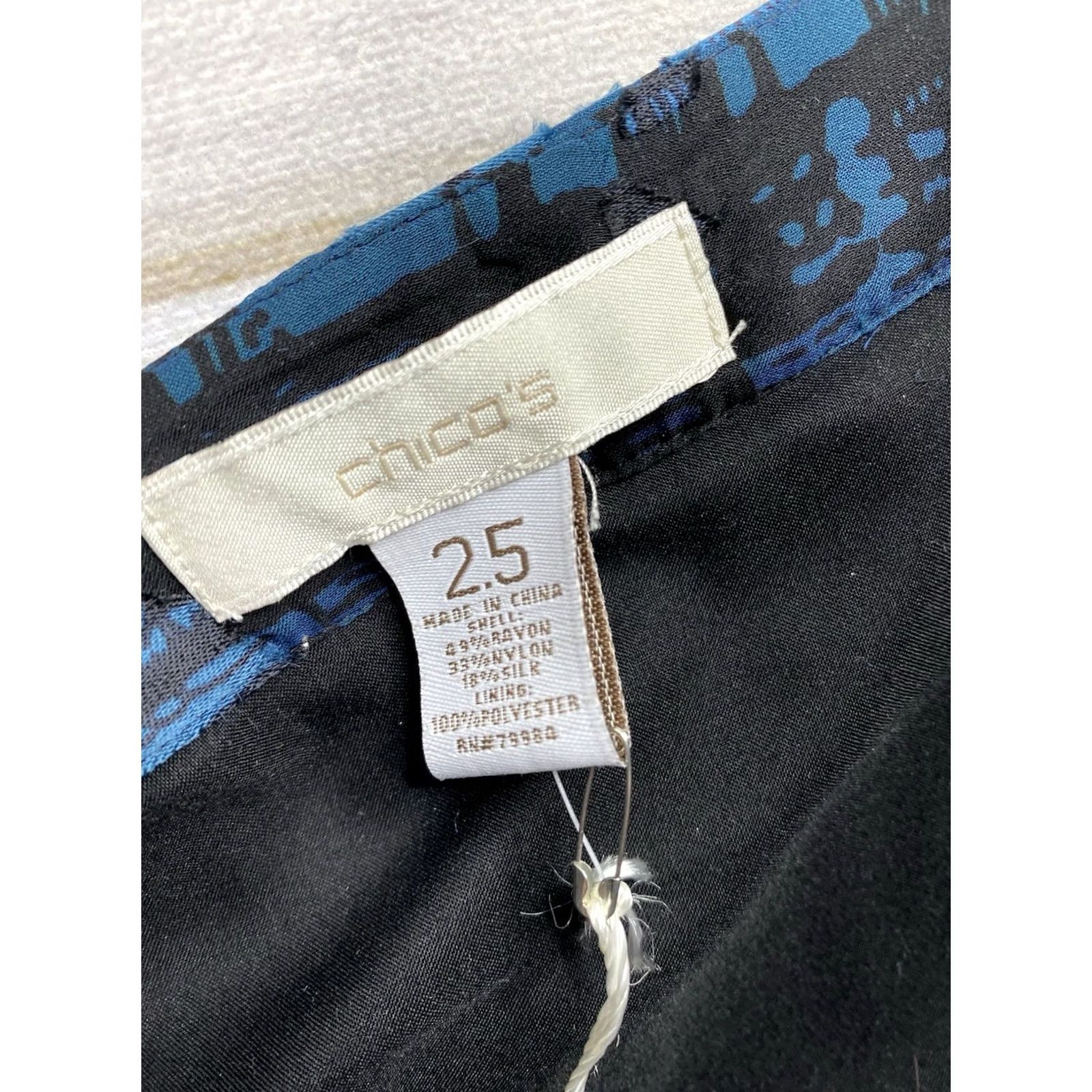 Vintage Chico's Skirt 14 L/XL Teal Black Burnout Silk Blend Lined Long Midi A-Line Bohemian NWT Womens Size 36" / US 14 / IT 50 - 7 Thumbnail