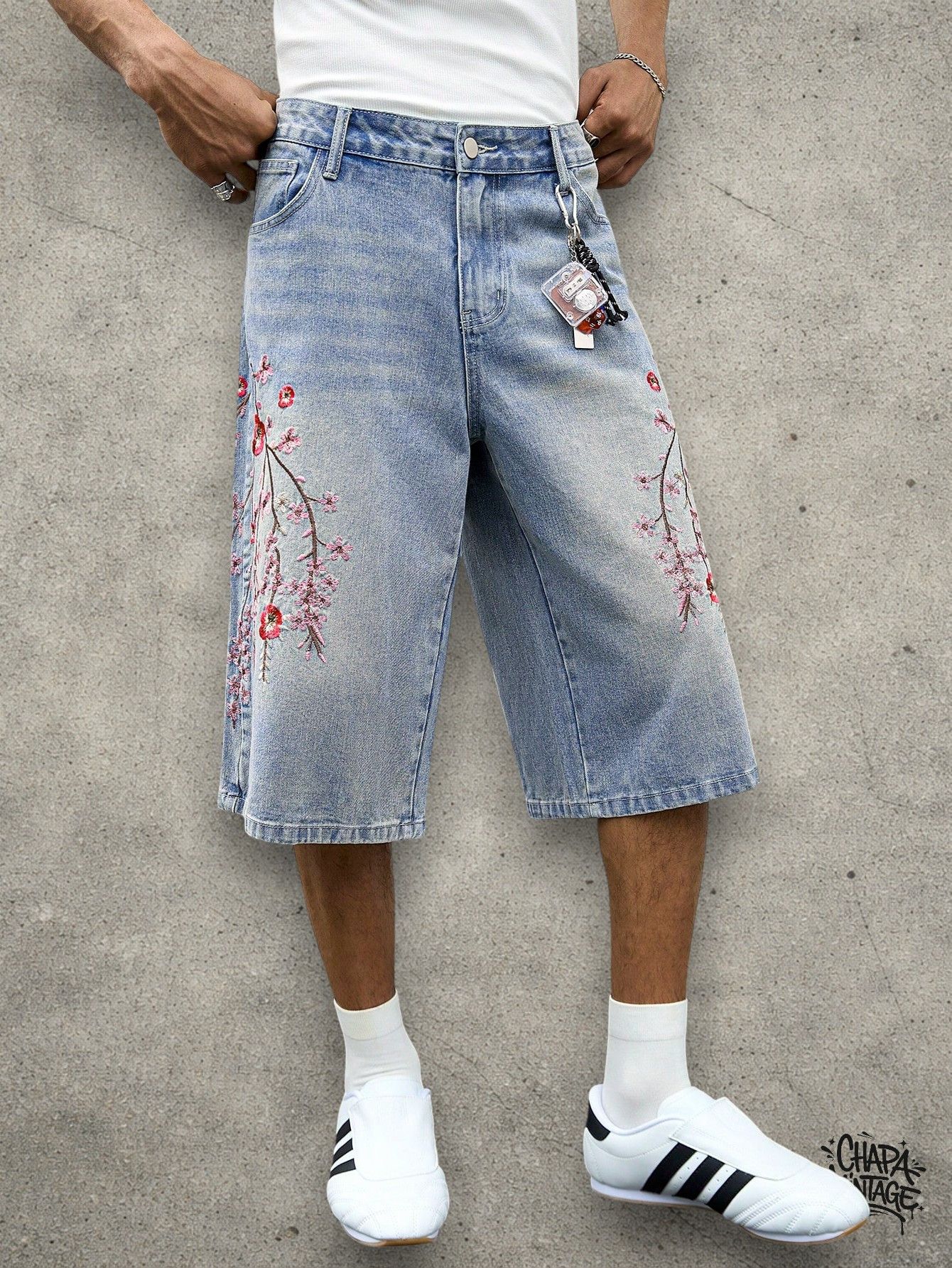 Vintage Washed jeans flower shorts Size US 32 / EU 48 - 1 Thumbnail