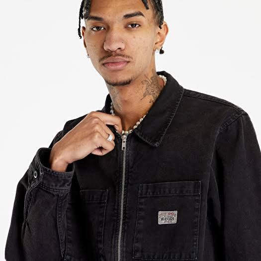 STÜSSY WASHED CANVAS ZIP LONG SLEEVE SHIRT Denim Jackets