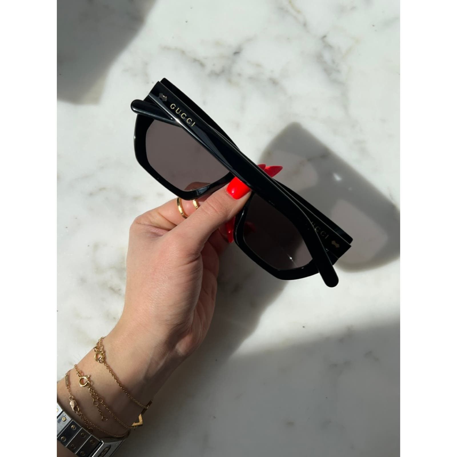 NEW Gucci GG1520S Black Angled Sunglasses