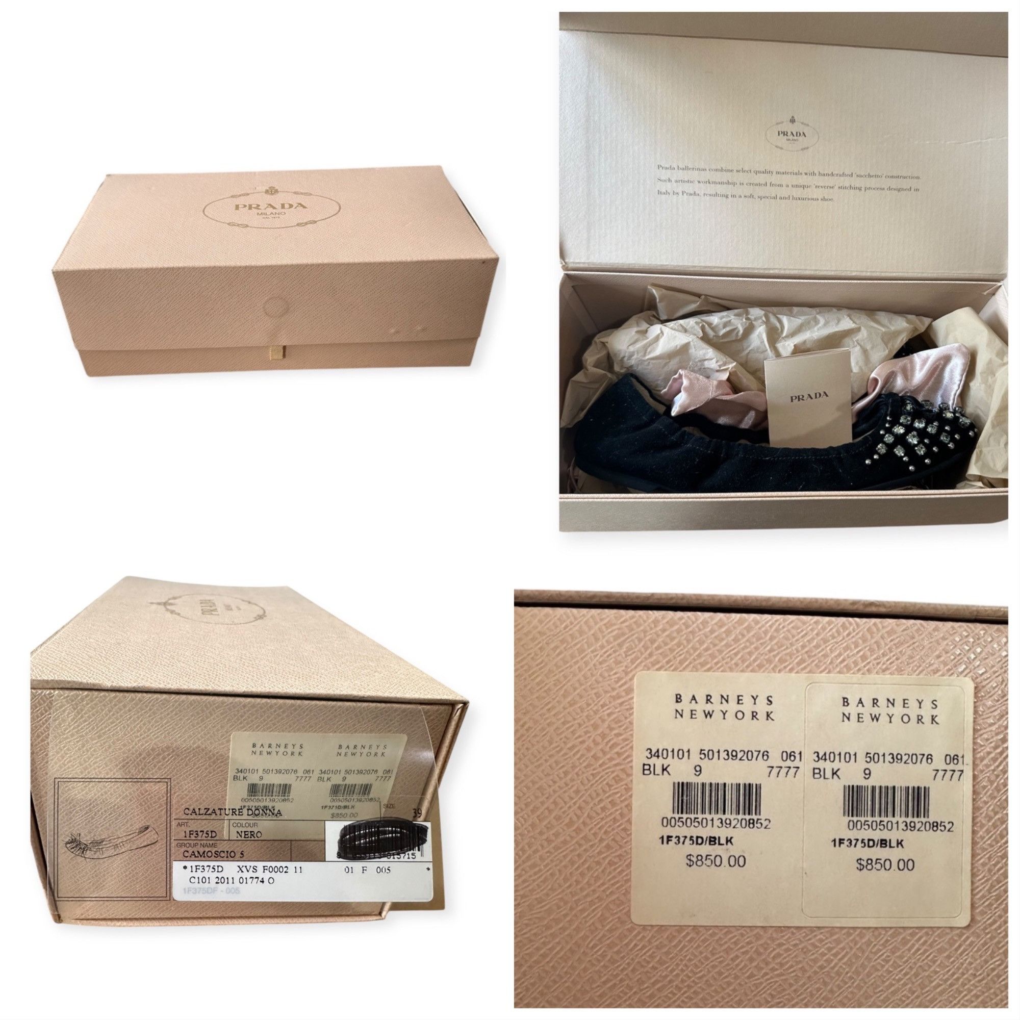 Prada Prada Black Suede Jeweled Ballet Flats, size 39 EU, Original Size US 9 / IT 39 - 10 Thumbnail