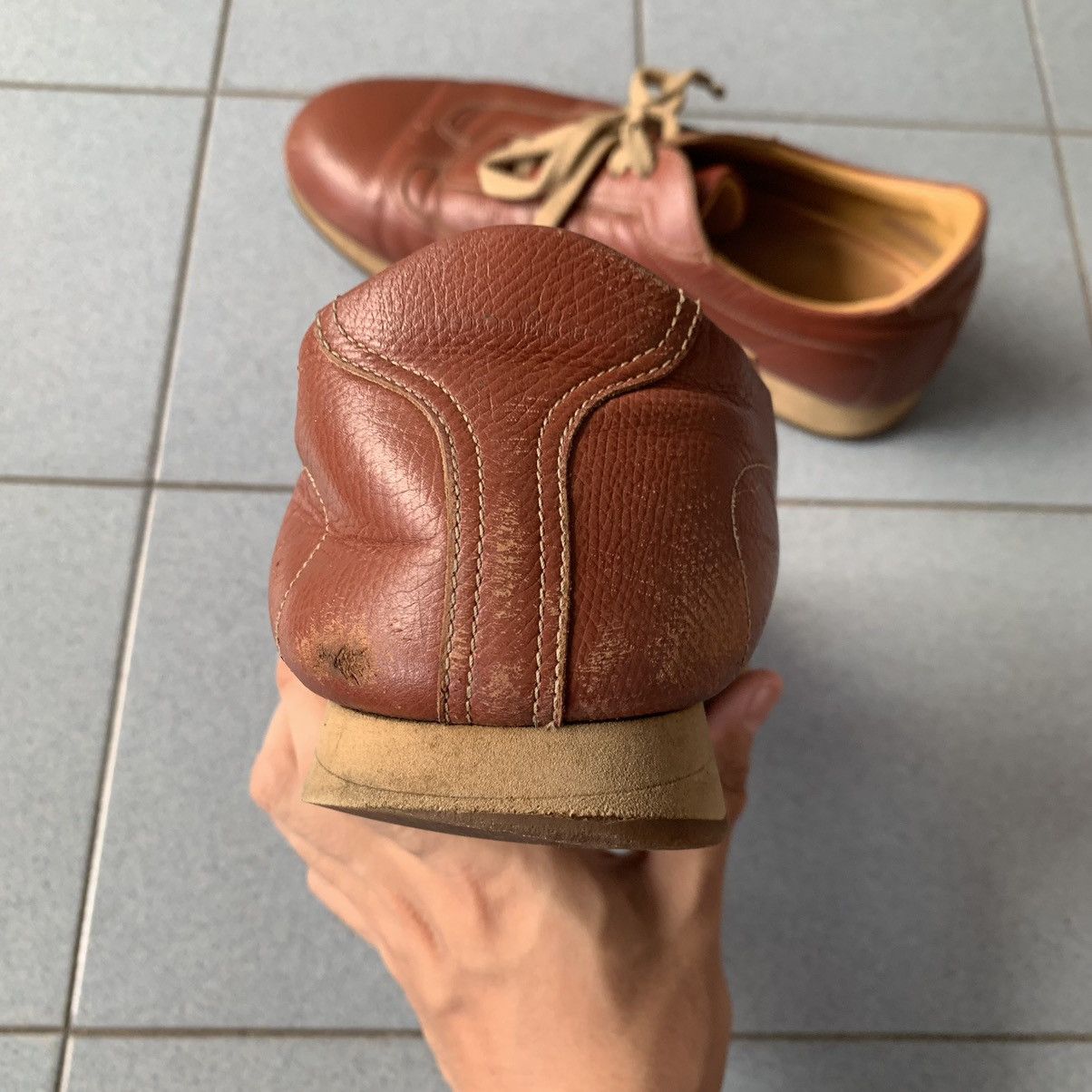 RARE Vintage Burberry Deep Dark Red Leather Unisex Sneakers