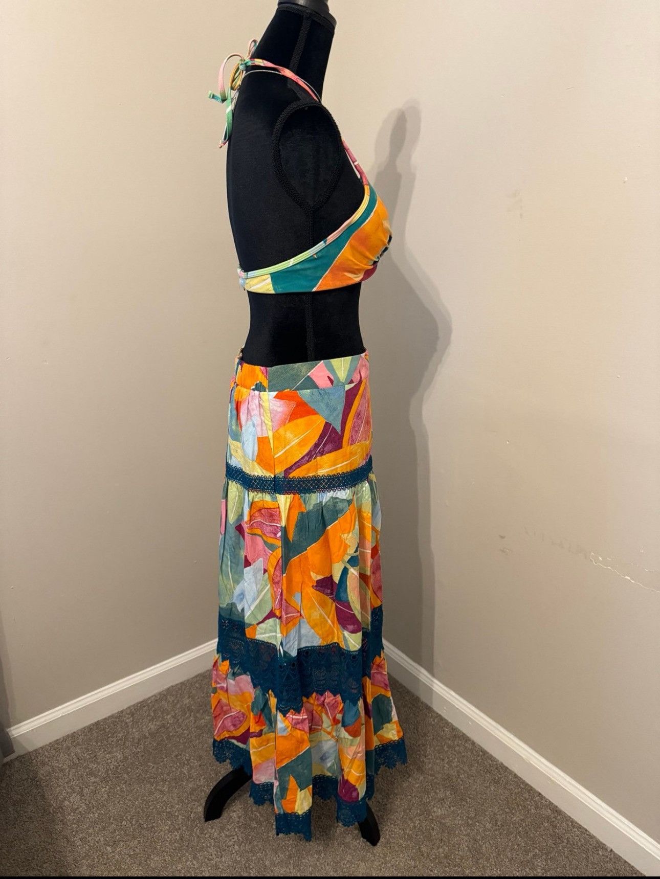 maxi dress layered Kaelia Tiered Halter Maxi Dress Sparkle Brown