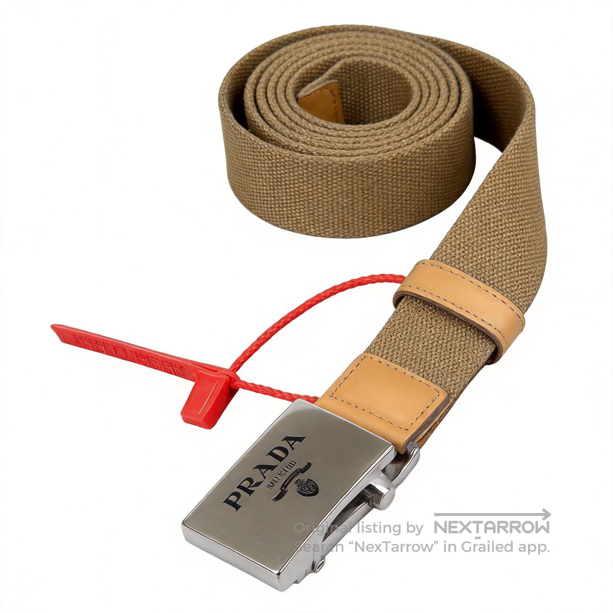 Prada × Streetwear × Vintage PRADA Leather Buckle Logo Belt y2k