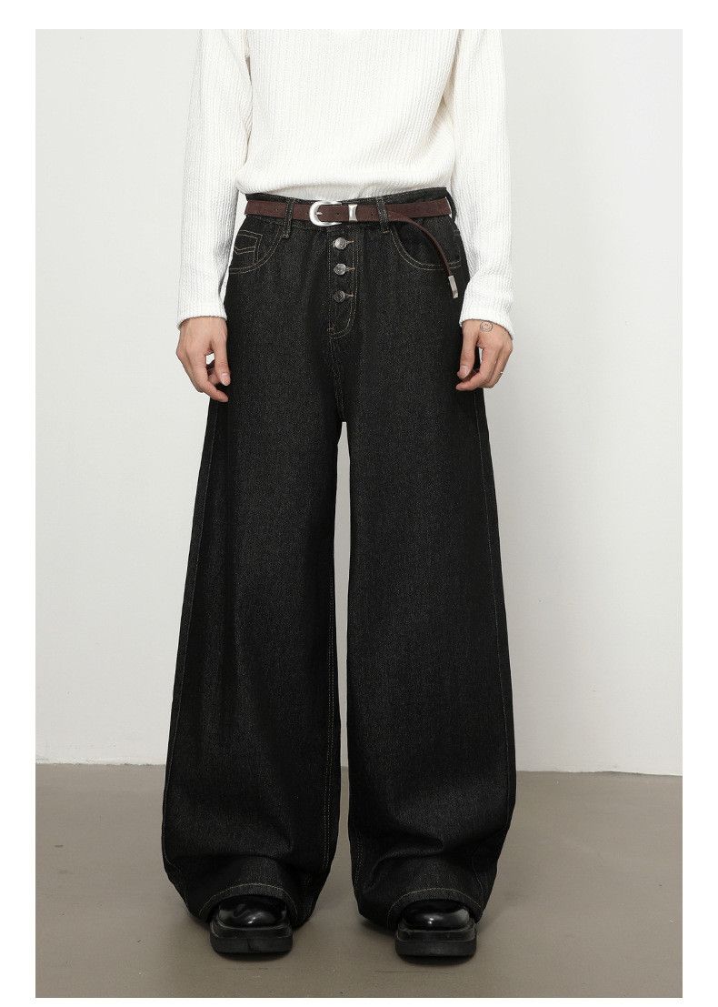 Japanese Brand Men's Trendy Loose-Fit Black Straight-Leg Jeans Size US 32 / EU 48 - 1 Thumbnail