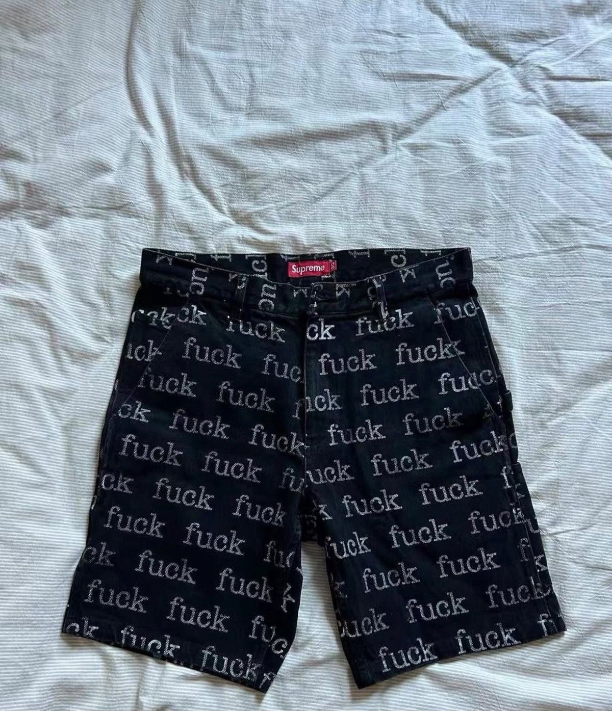Supreme Supreme Navy Blue Fuck Em! Sweat Shorts | Grailed
