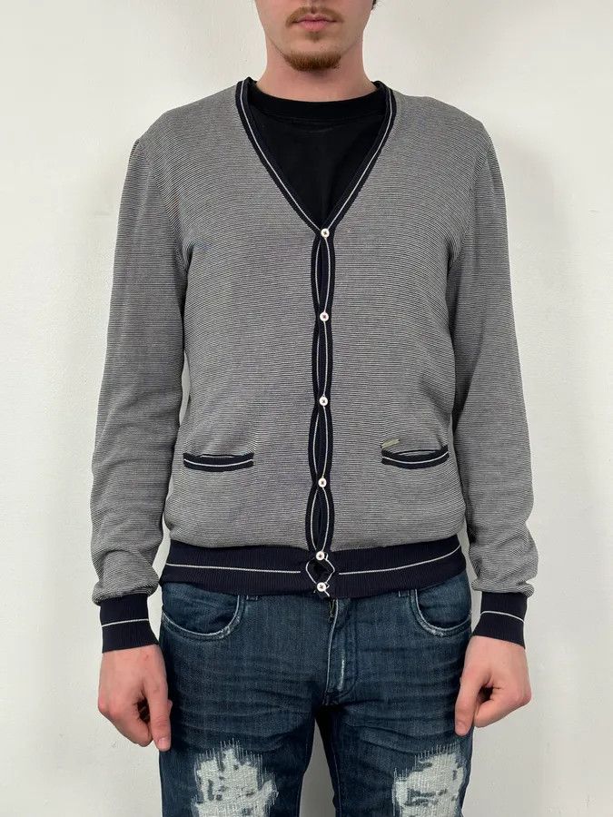 Dsquared2 SS2011 Dsquared2 Navy & White Wool Striped Cardigan Size US M / EU 48-50 / 2 - 2 Thumbnail