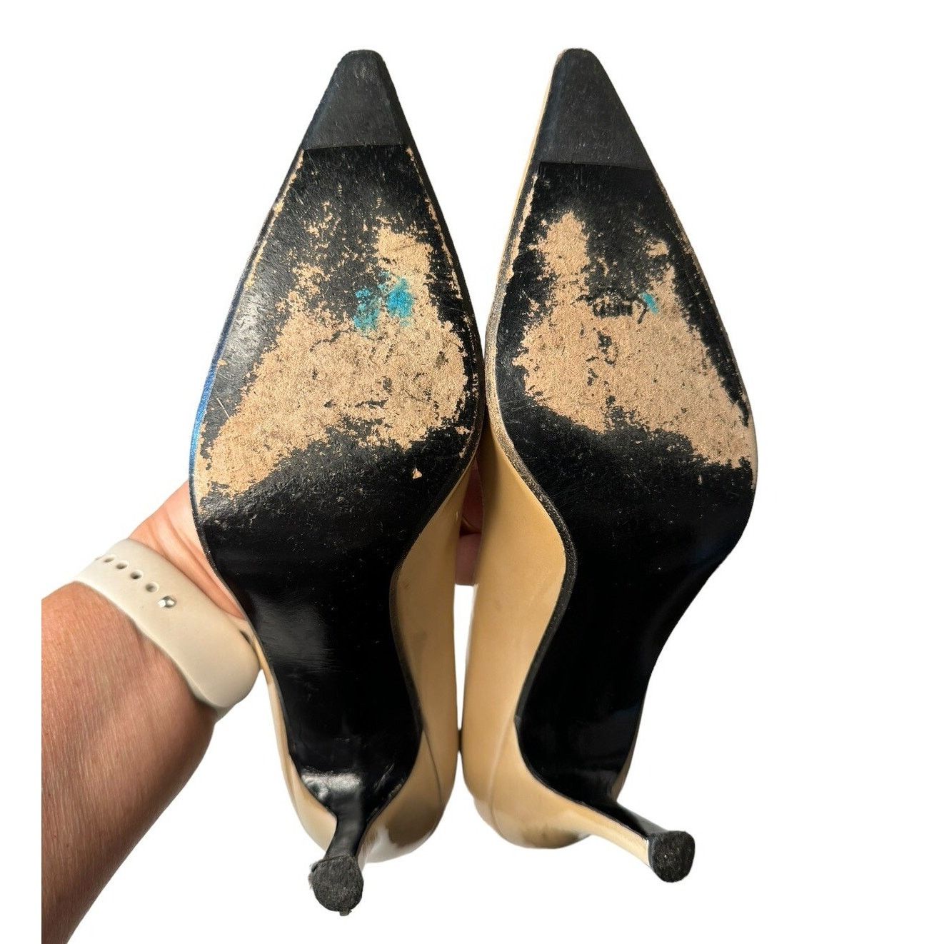 Stuart Weitzman Stuart Weitzman Nouveau Patent Leather Champagne Heels Size US 7.5 / IT 37.5 - 7 Thumbnail