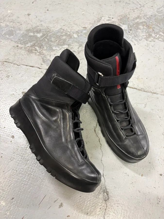 Prada 2000s Prada Black Strap Hiking Leather Boots Size US 9.5 / EU 42-43 - 5 Thumbnail