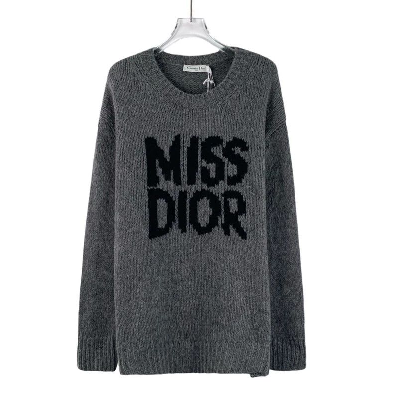 Dior Dior 24 dark gray letter inlaid round-neck long-sleeved kni Size XS / US 0-2 / IT 36-38 - 1 Thumbnail