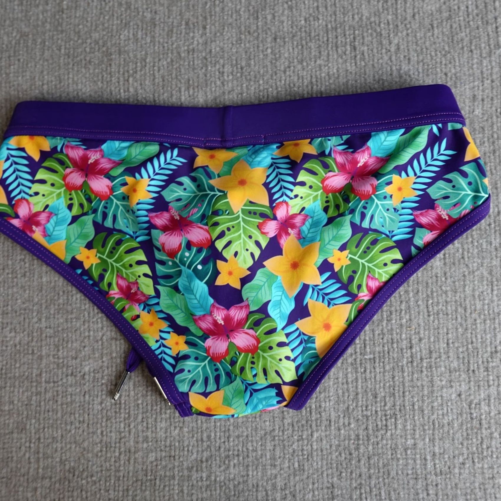 Swims ST33LE Men's Swim Brief Small Blue Purple Floral Drawstring Bottom Swimsuit MENS S BLUE Floral Strap Size US 29 - 7 Thumbnail