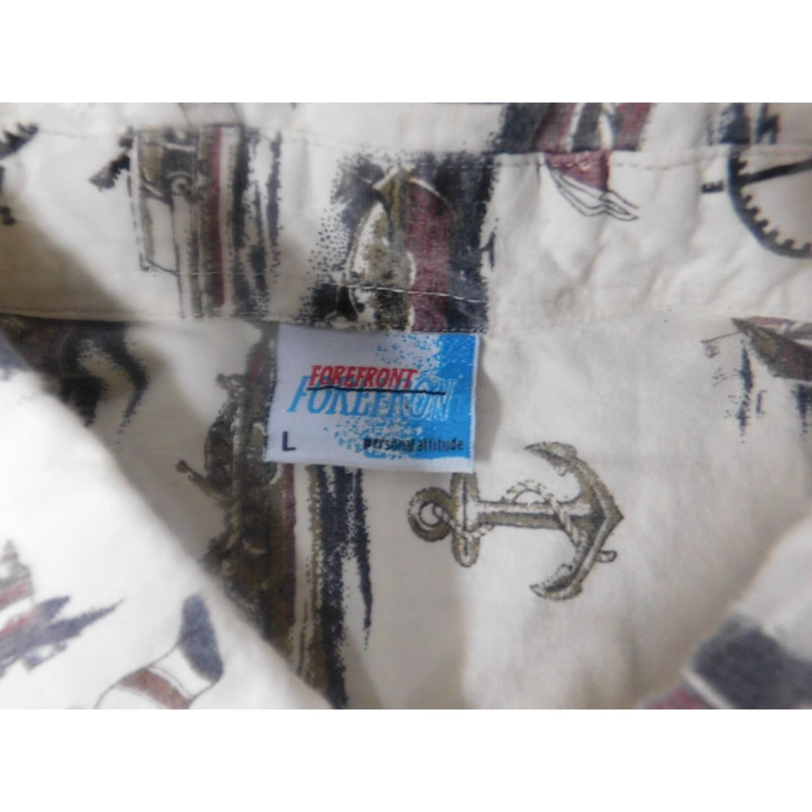 Vintage Forefront Shirt Button-Up Mens Large Beige Plaid Knit Cotton Short Sleeve Collared Button Down Logo Vintage No Size US L / EU 52-54 / 3 - 7 Thumbnail