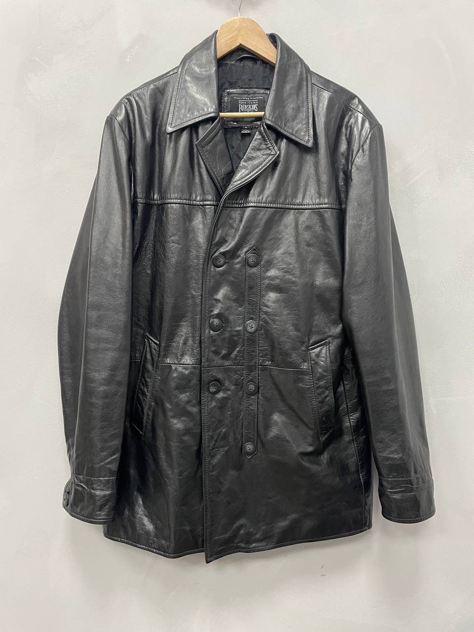Leather × NFL Vintage Black Leather Coat I REDSKINS Japanese Brand Size US M / EU 48-50 / 2 - 1 Thumbnail