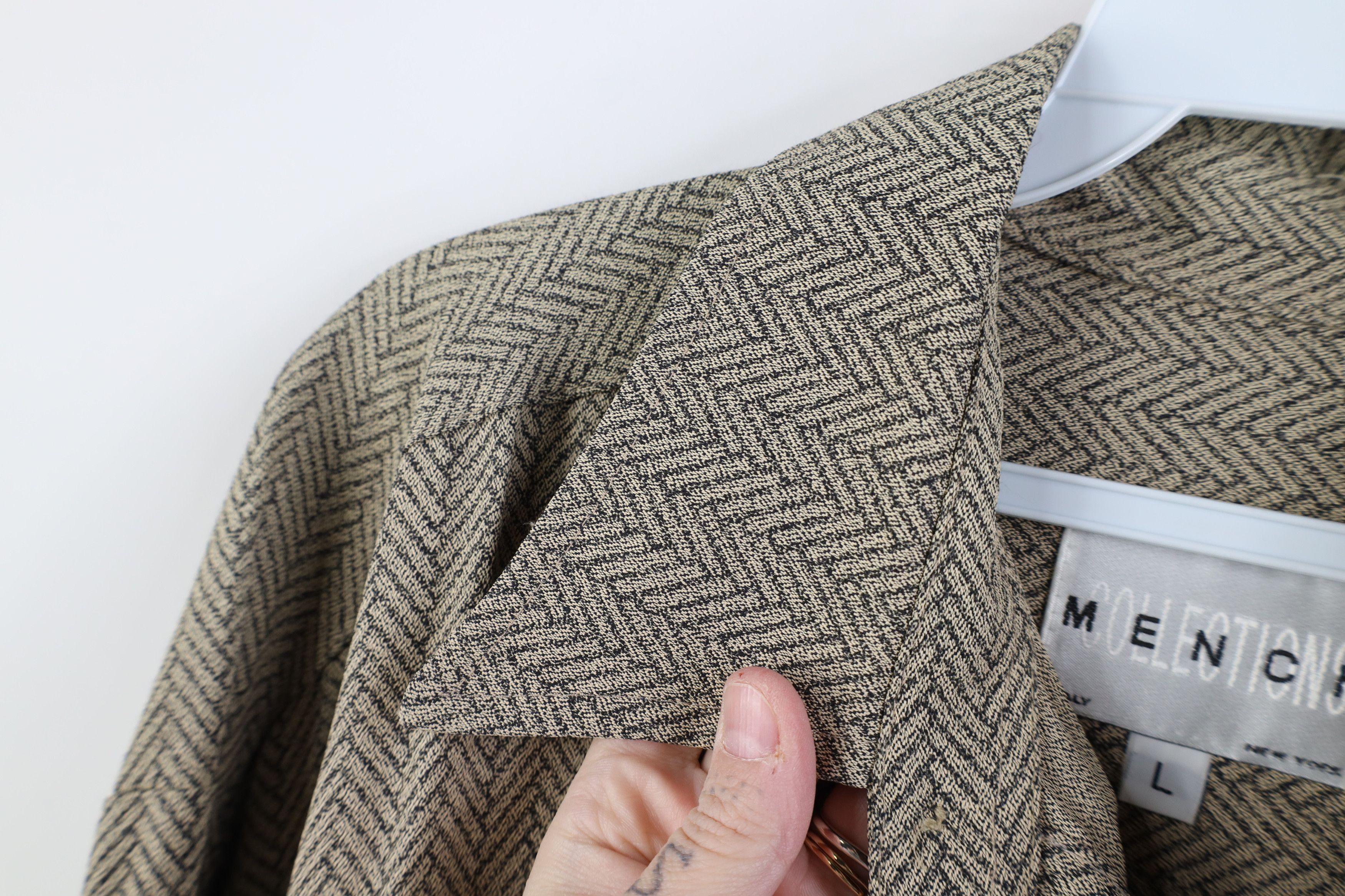 Vintage Vintage 90s Streetwear Herringbone Collared Button Shirt Size US L / EU 52-54 / 3 - 4 Thumbnail