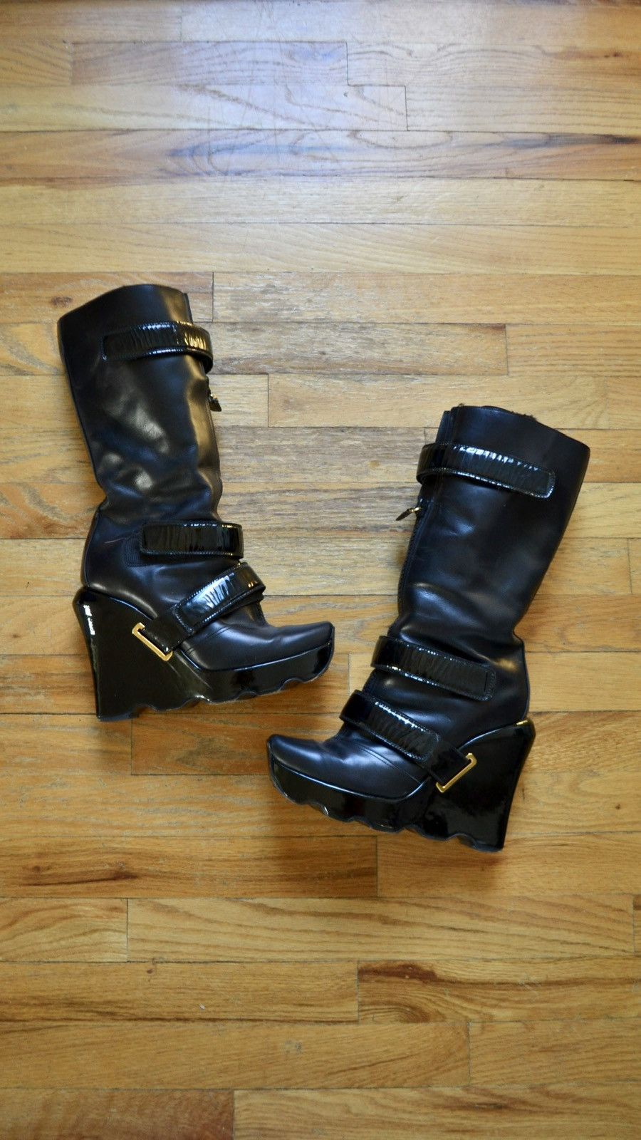 Louis Vuitton FW2006 by Marc Jacobs Wedged Shearling Lined Knee-High Boots Size US 10 / IT 40 - 1 Thumbnail