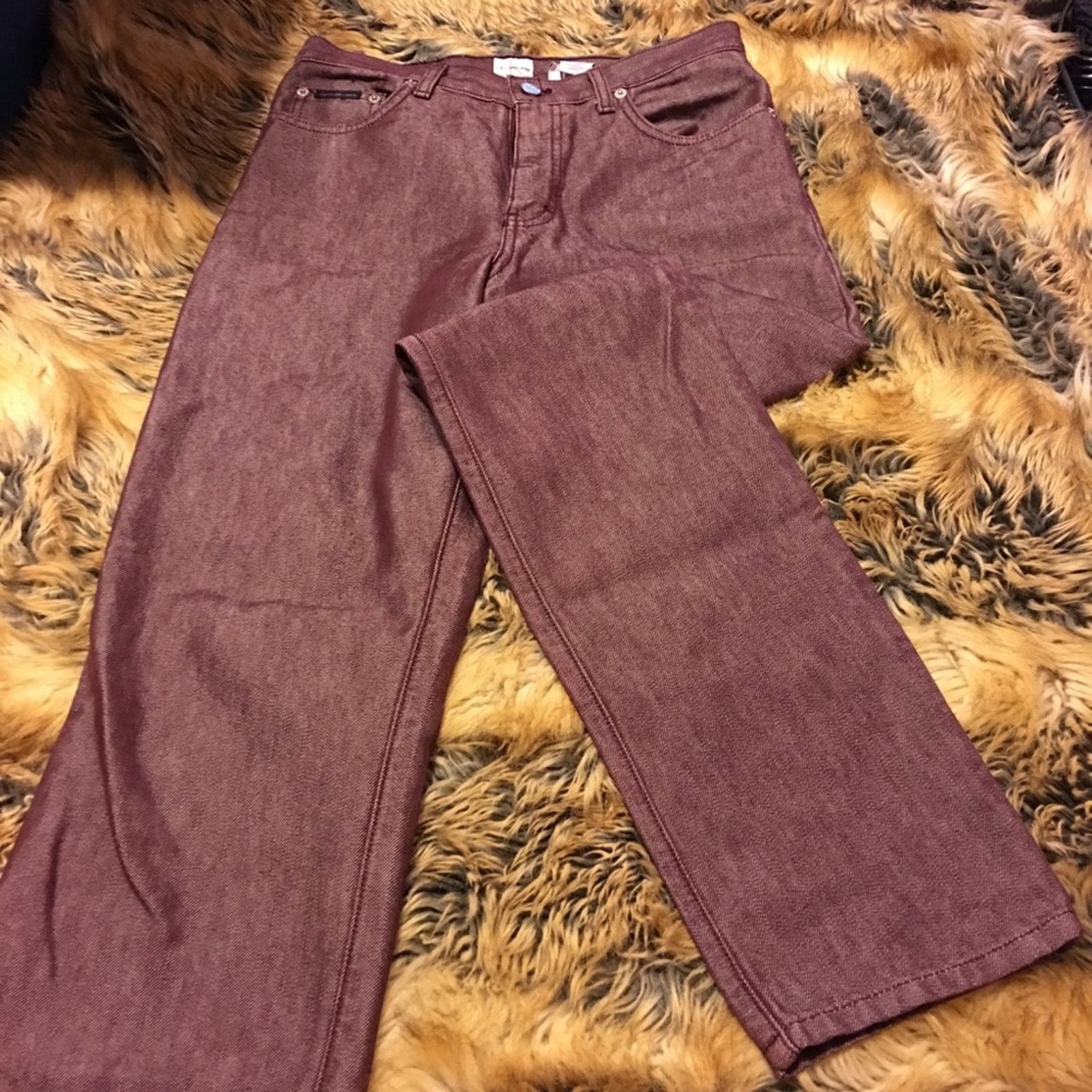 Calvin Klein Calvin Klein metallic burgundy jeans size 8 Size 30" / US 8 / IT 44 - 2 Thumbnail