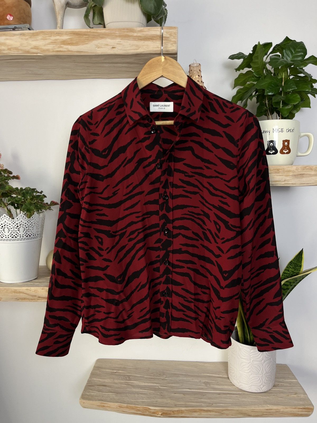 Hedi Slimane × Saint Laurent Paris Saint Laurent Zebra Red Silk shirt rare luxury high quality Size US S / EU 44-46 / 1 - 1 Thumbnail