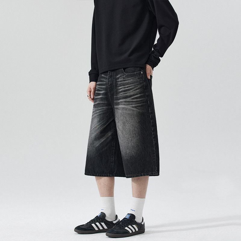 Japanese Brand Men's Vintage-Style Distressed Washed Casual Denim Shorts Size US 32 / EU 48 - 2 Thumbnail