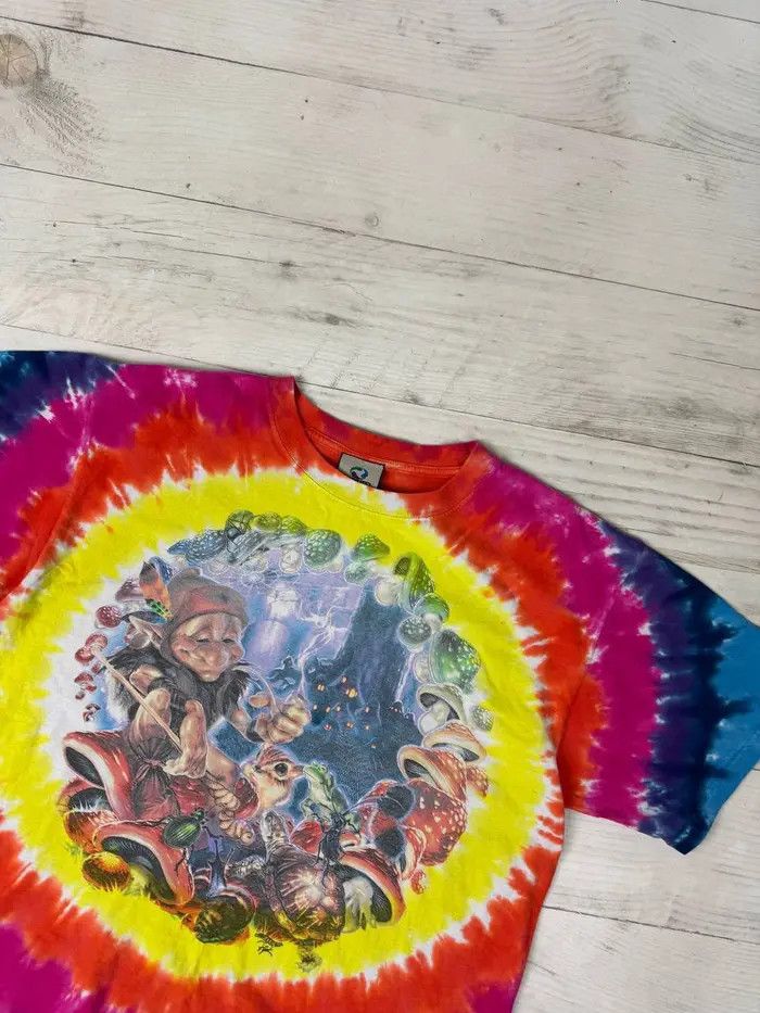 Vintage Vintage Liquid Blue Mushroom Garden Elf T Shirt Tie Dye 1999 Size US M / EU 48-50 / 2 - 2 Thumbnail