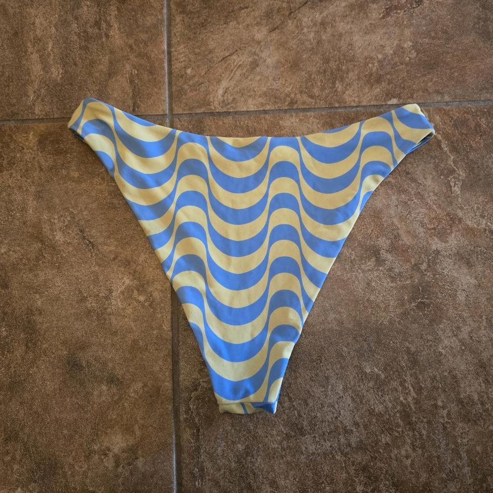 Designer Blue Yellow Aurelle Ricky Bikini Bottoms Size ONE SIZE - 2 Thumbnail