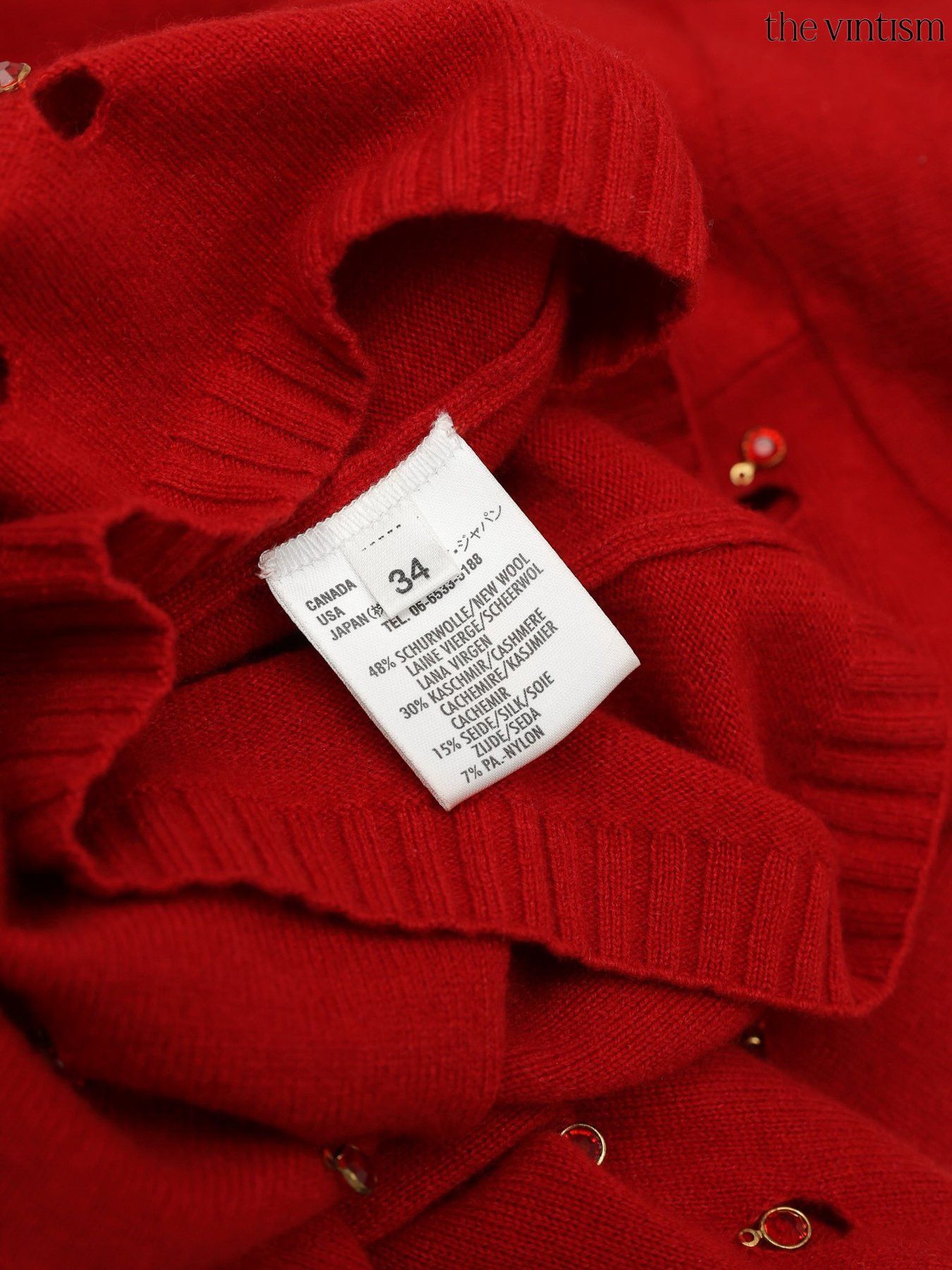 Escada Escada Red Cashmere, Virgin Wool & Silk Mock Neck Sweater Size S / US 4 / IT 40 - 9 Thumbnail