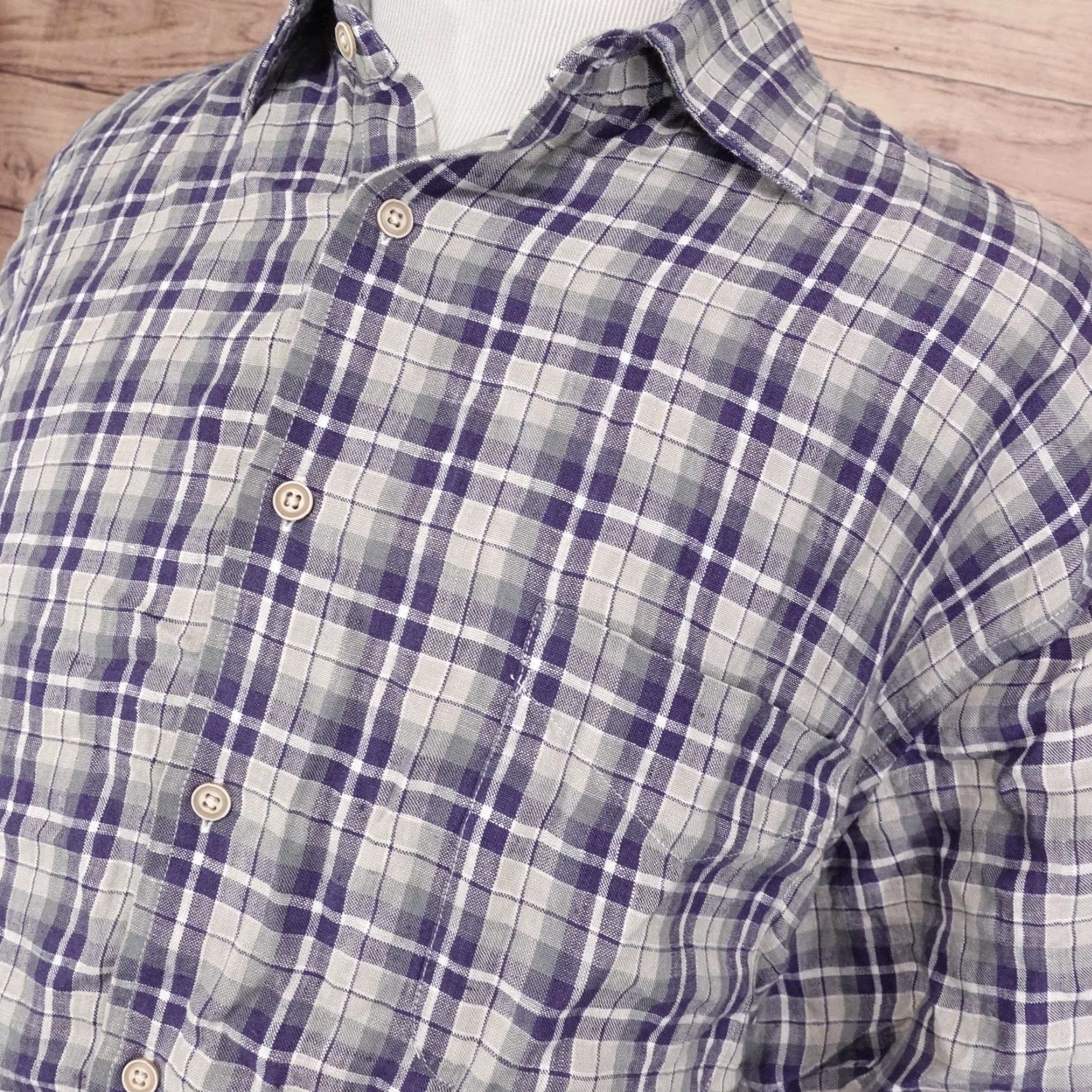 Joseph Abboud VINTAGE? No — (keep) Joseph Abboud Shirt Mens 2XL Plaid Linen Short Sleeve Classic Fit Size US XXL / EU 58 / 5 - 2 Thumbnail
