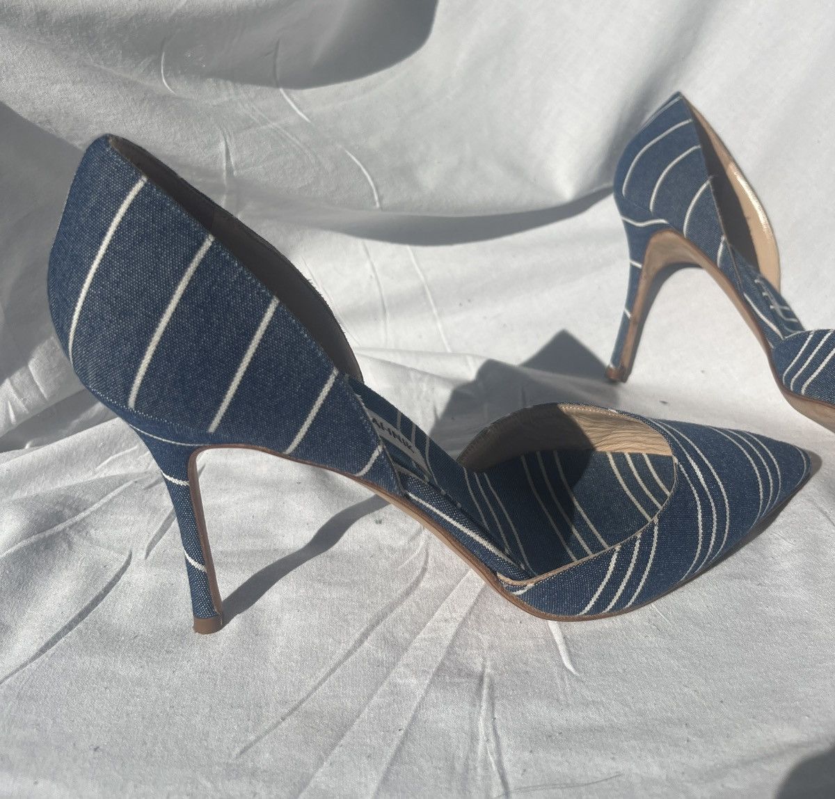 Manolo Blahnik Striped canvas slip on pumps Size US 10 / IT 40 - 7 Thumbnail