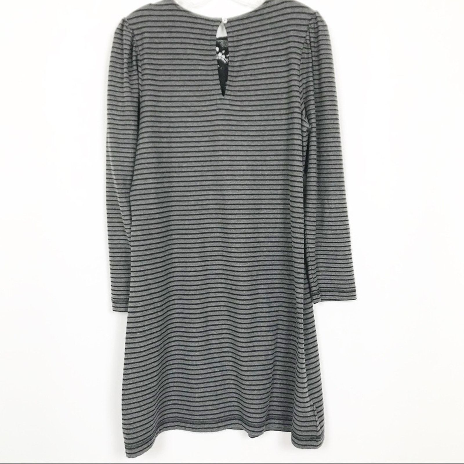 Loft Ann Taylor Loft Black/Gray Striped Lace Dress Sz S Size S / US 4 / IT 40 - 3 Thumbnail