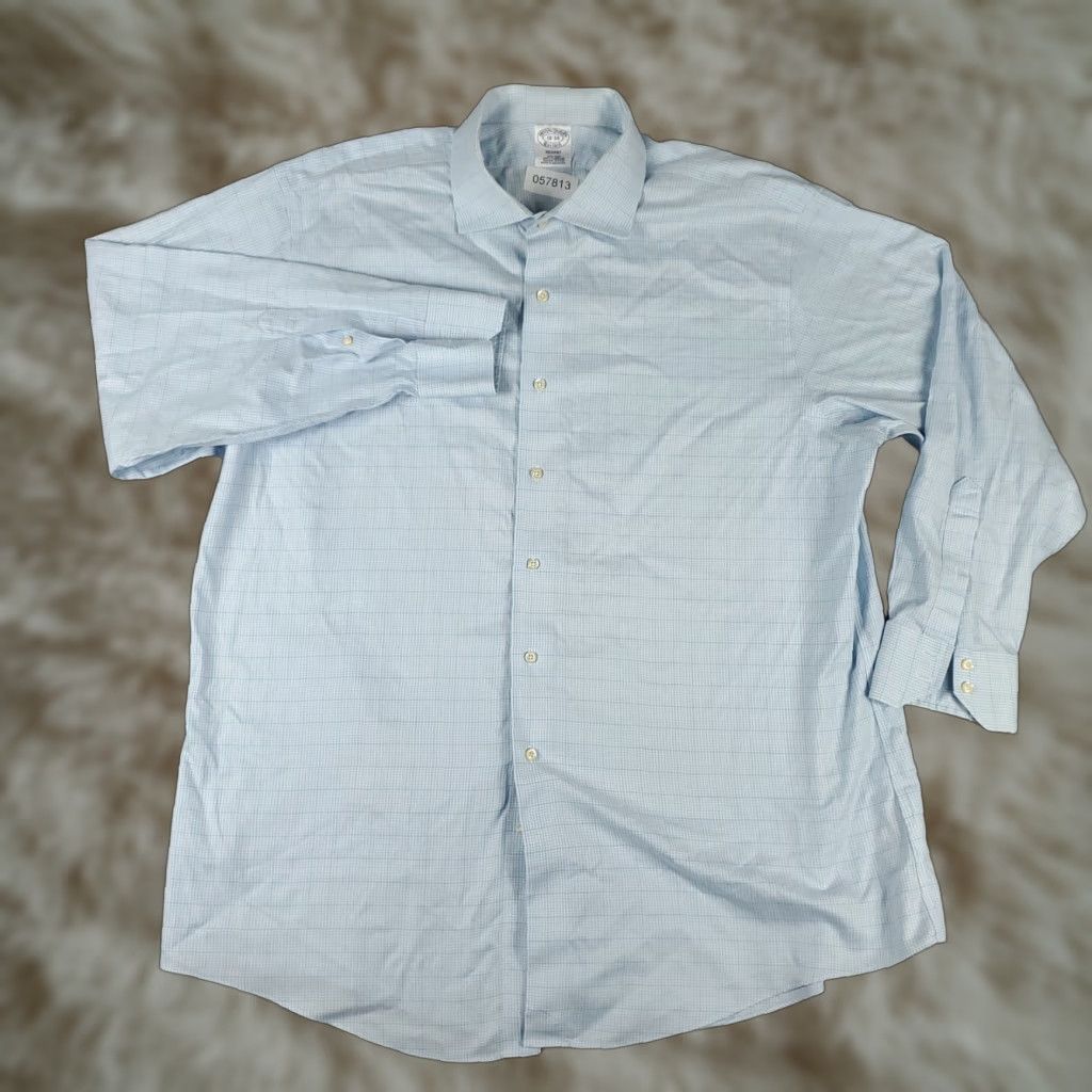 Brooks Brothers VINTAGE Brooks Brothers Dress Shirt Men 18 Blue Plaid Long Sleeve Business Casual Formal Workwear Size 48R - 1 Thumbnail
